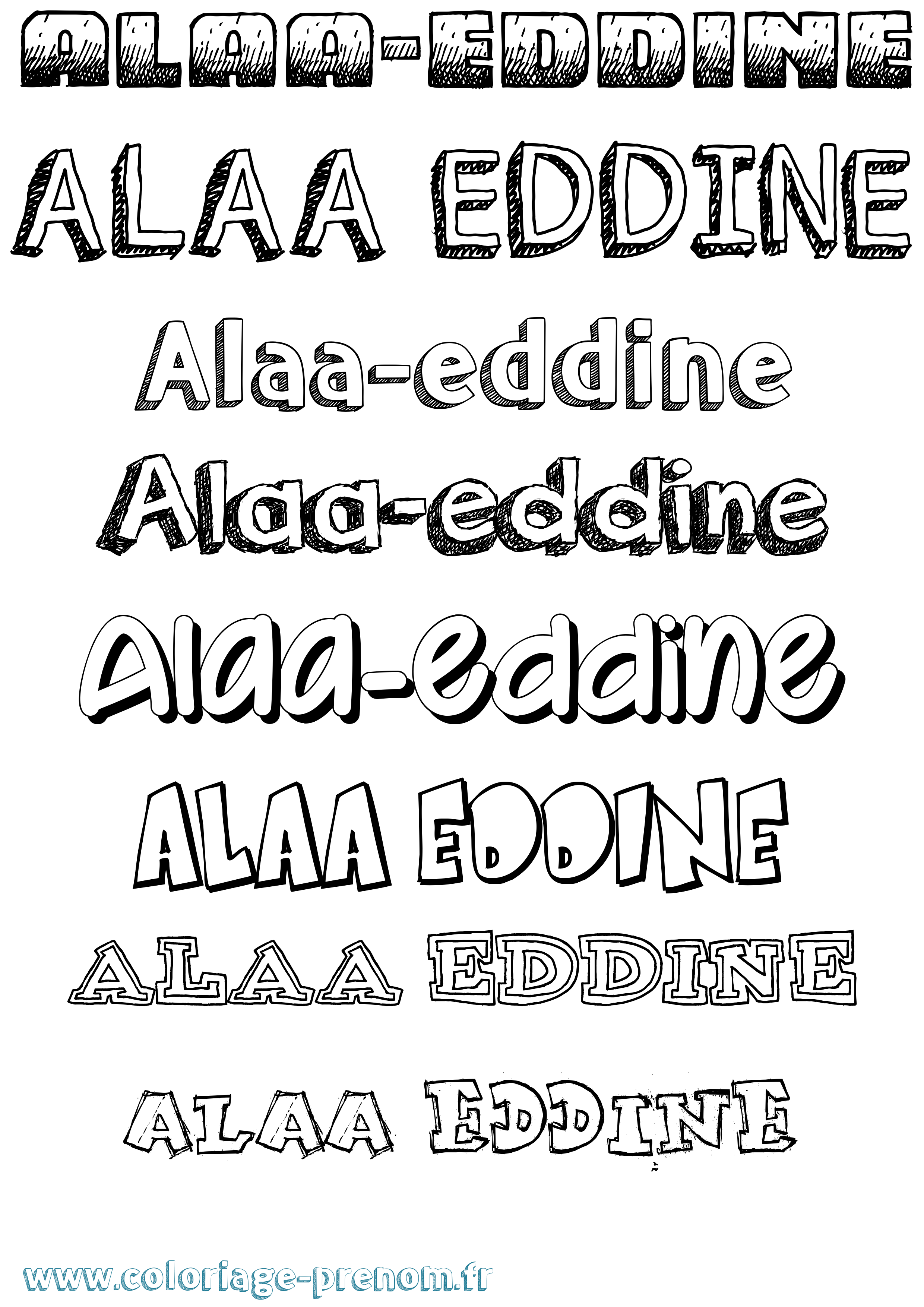 Coloriage Alaa-Eddine Dessiné Coloriage prénom Alaa-Eddine Dessiné
