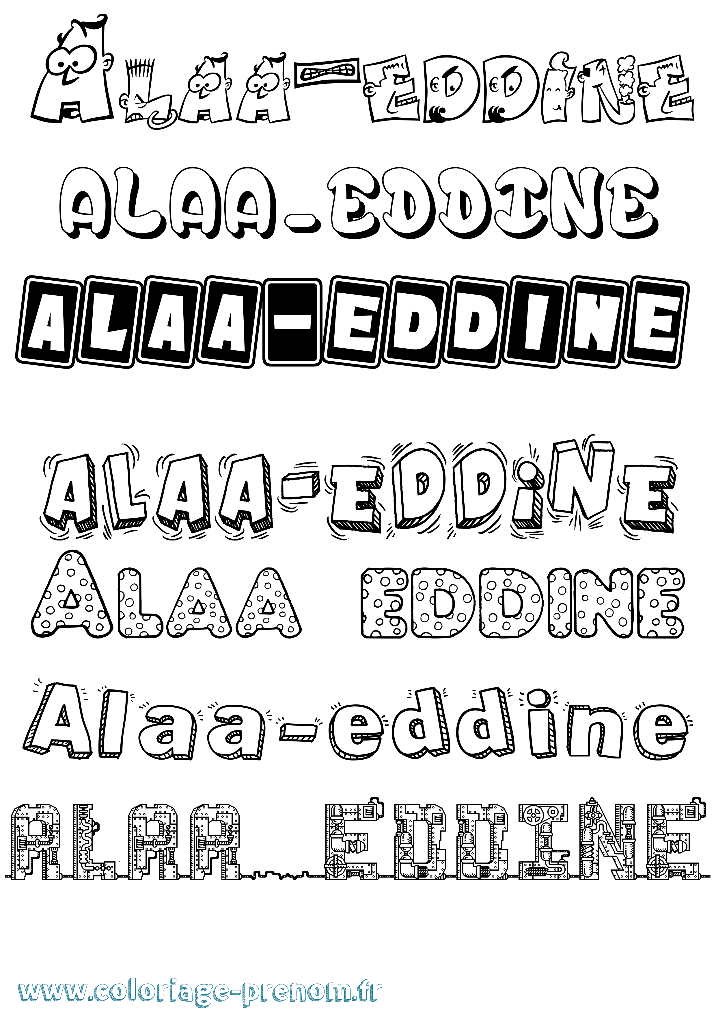 Coloriage Alaa-Eddine Fun Coloriage prénom Alaa-Eddine Fun