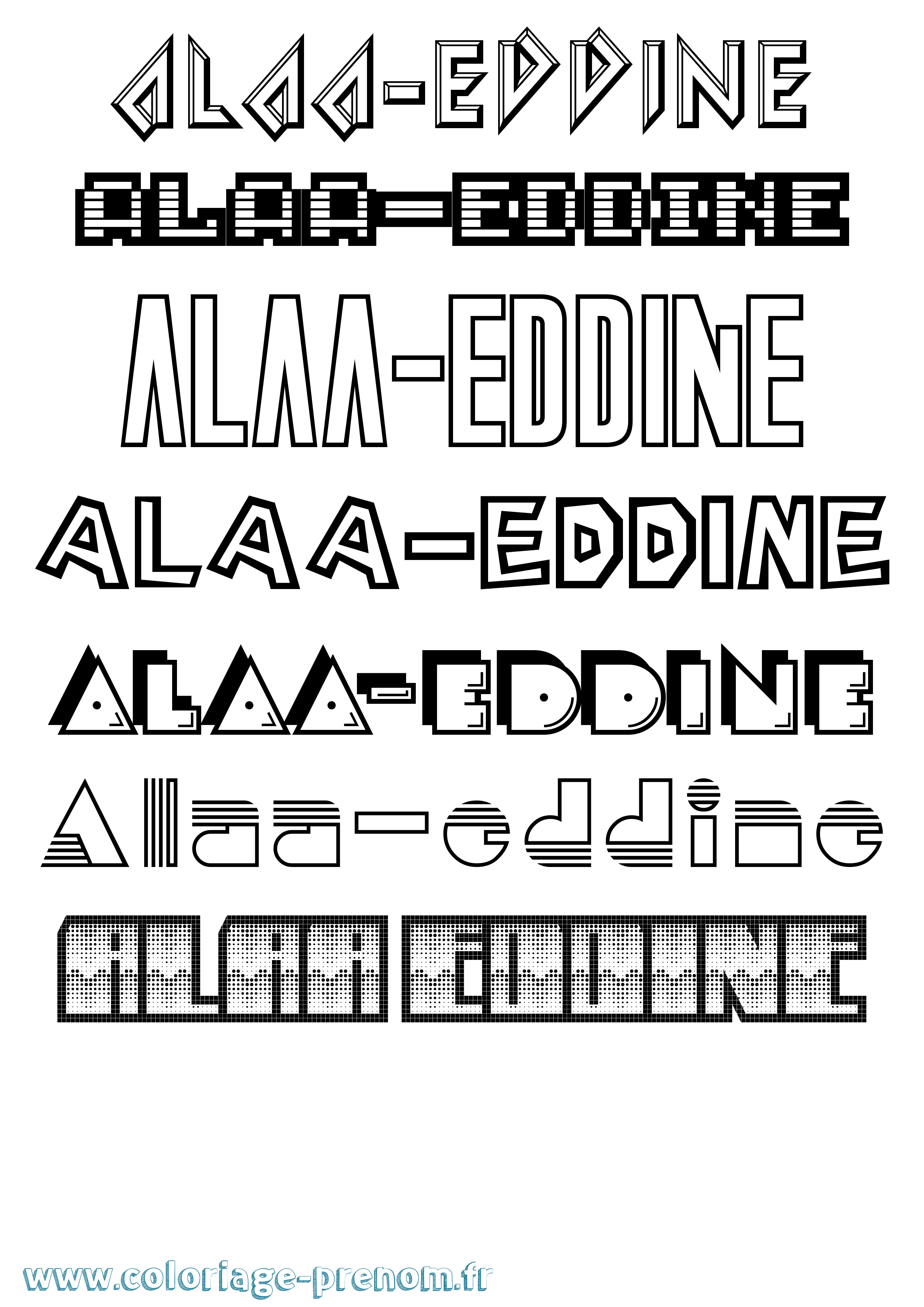 Coloriage Alaa-Eddine Jeux Vidéos Coloriage prénom Alaa-Eddine Jeux Vidéos
