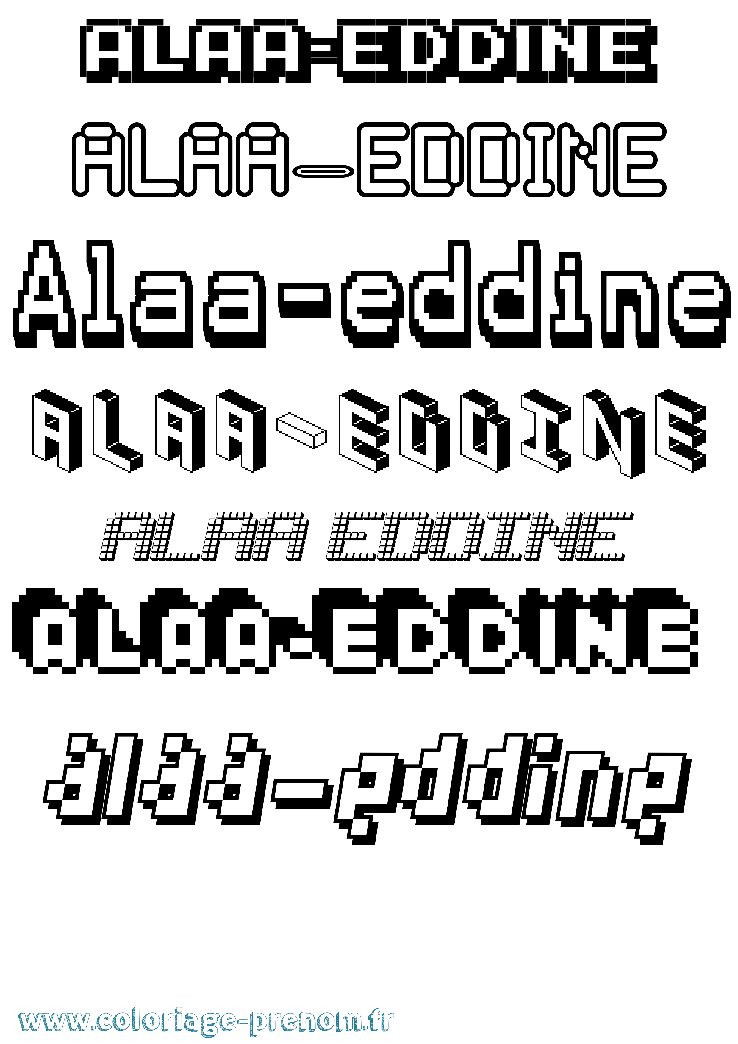 Coloriage Alaa-Eddine Pixel Coloriage prénom Alaa-Eddine Pixel