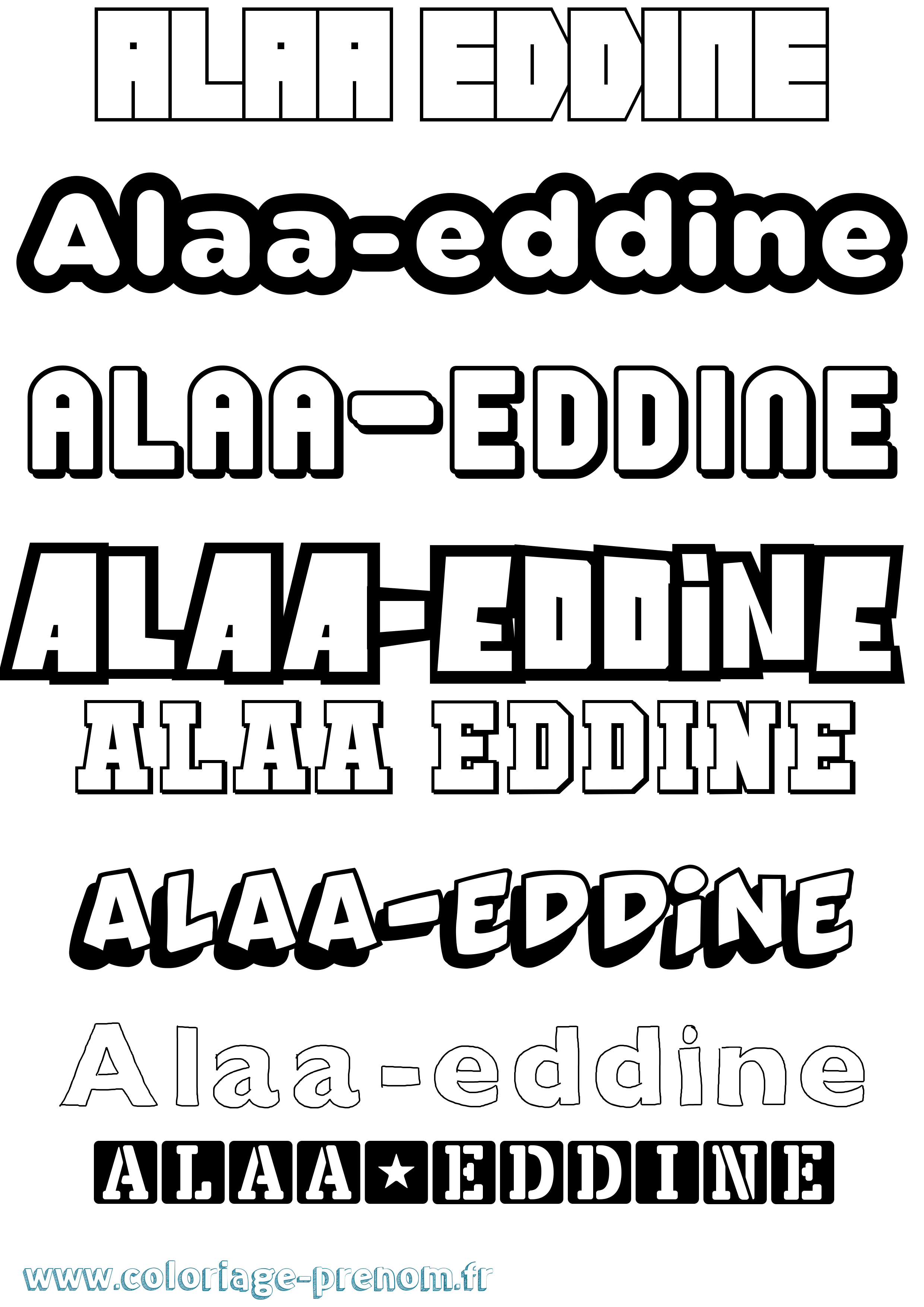 Coloriage Alaa-Eddine Simple Coloriage prénom Alaa-Eddine Simple