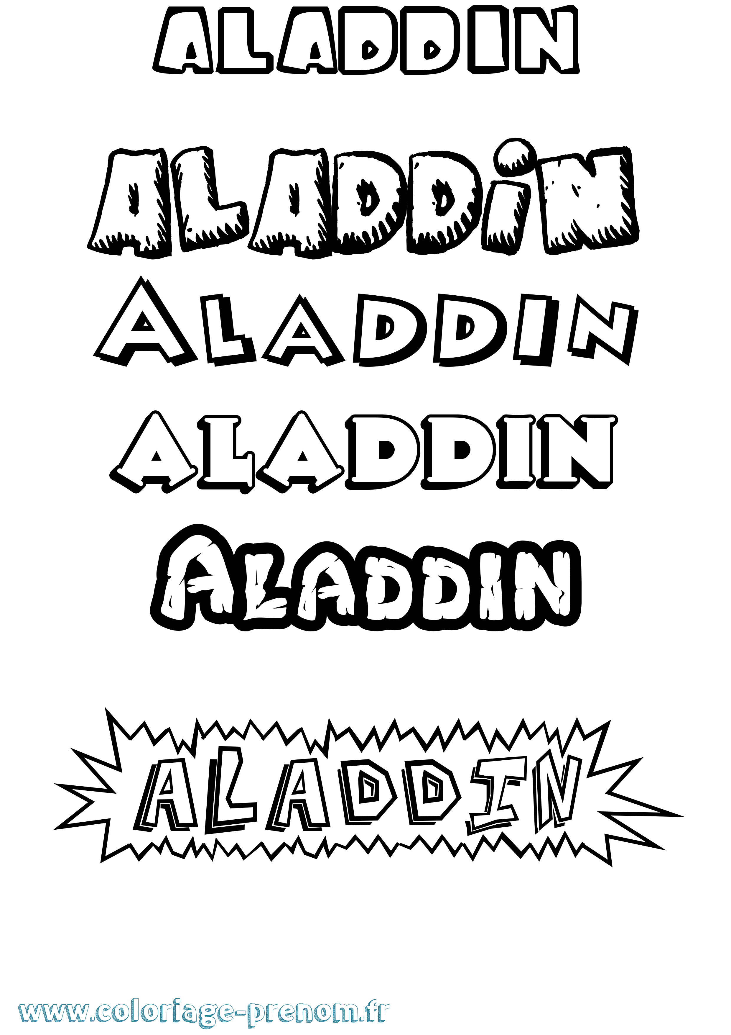 Coloriage Aladdin Dessin Animé Coloriage prénom Aladdin Dessin Animé