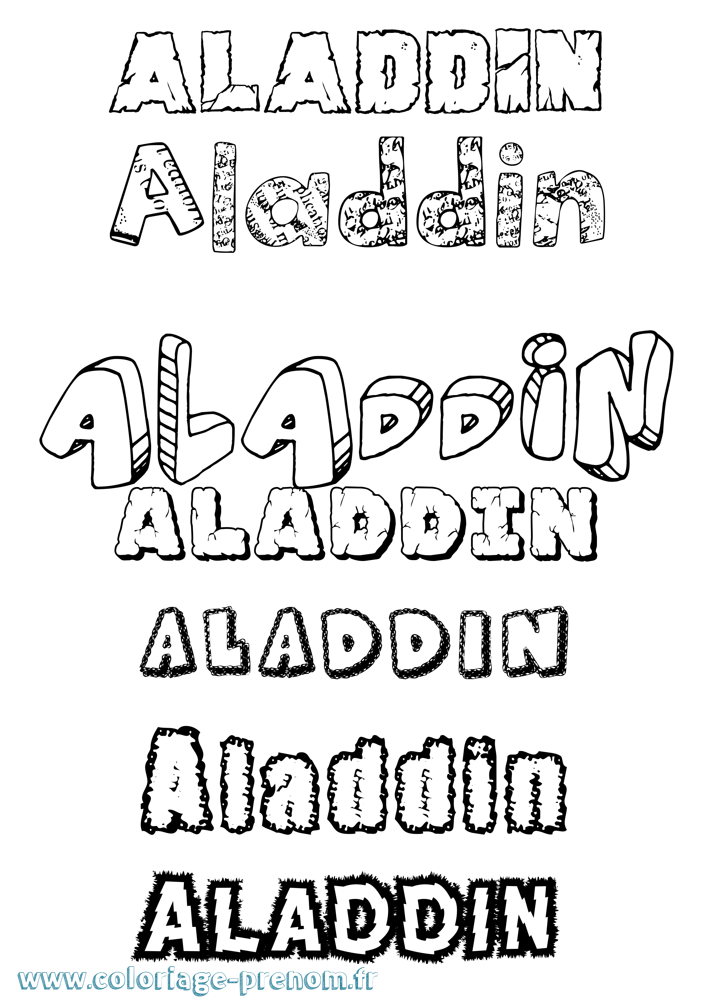 Coloriage Aladdin Destructuré Coloriage prénom Aladdin Destructuré