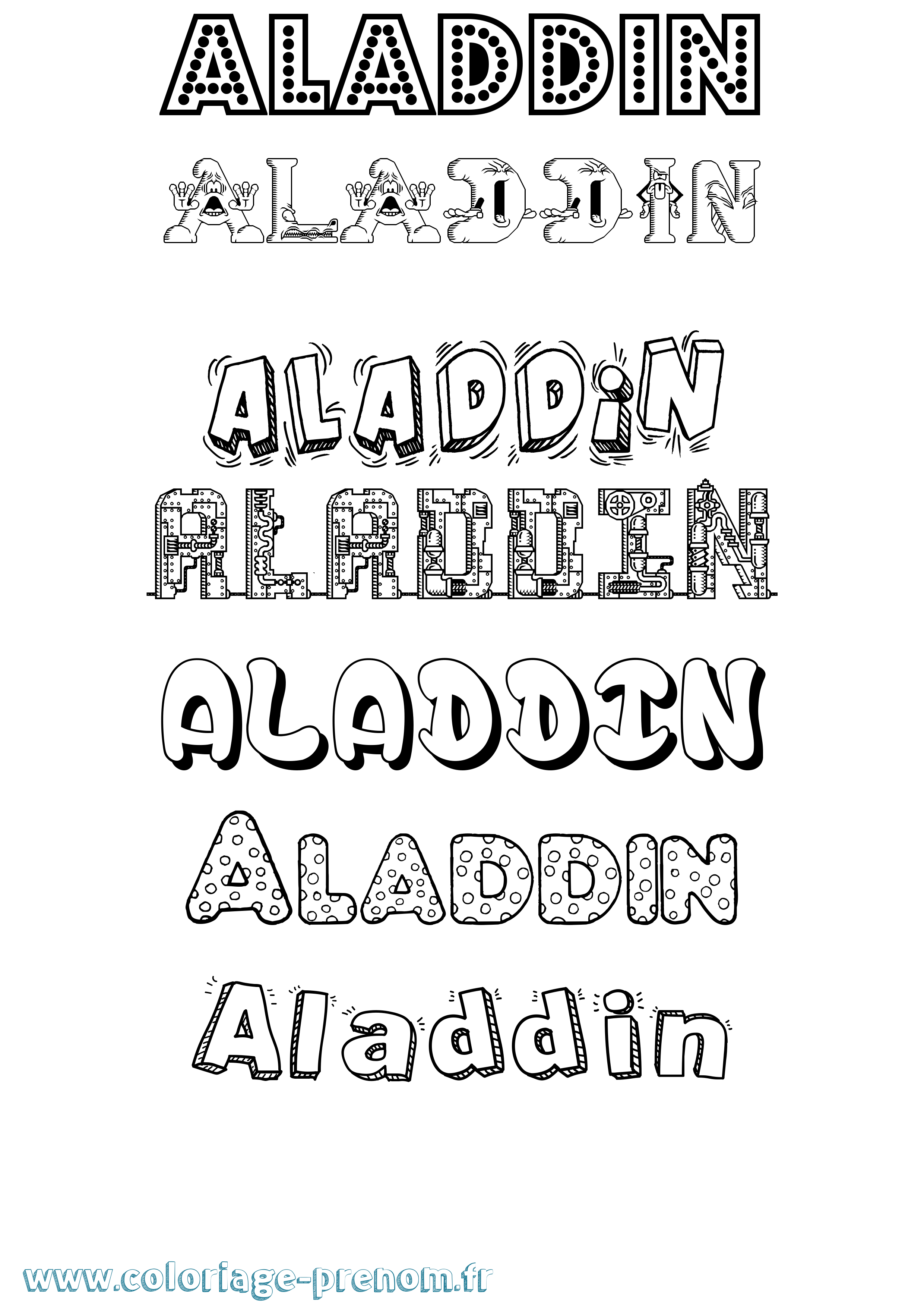 Coloriage Aladdin Fun Coloriage prénom Aladdin Fun