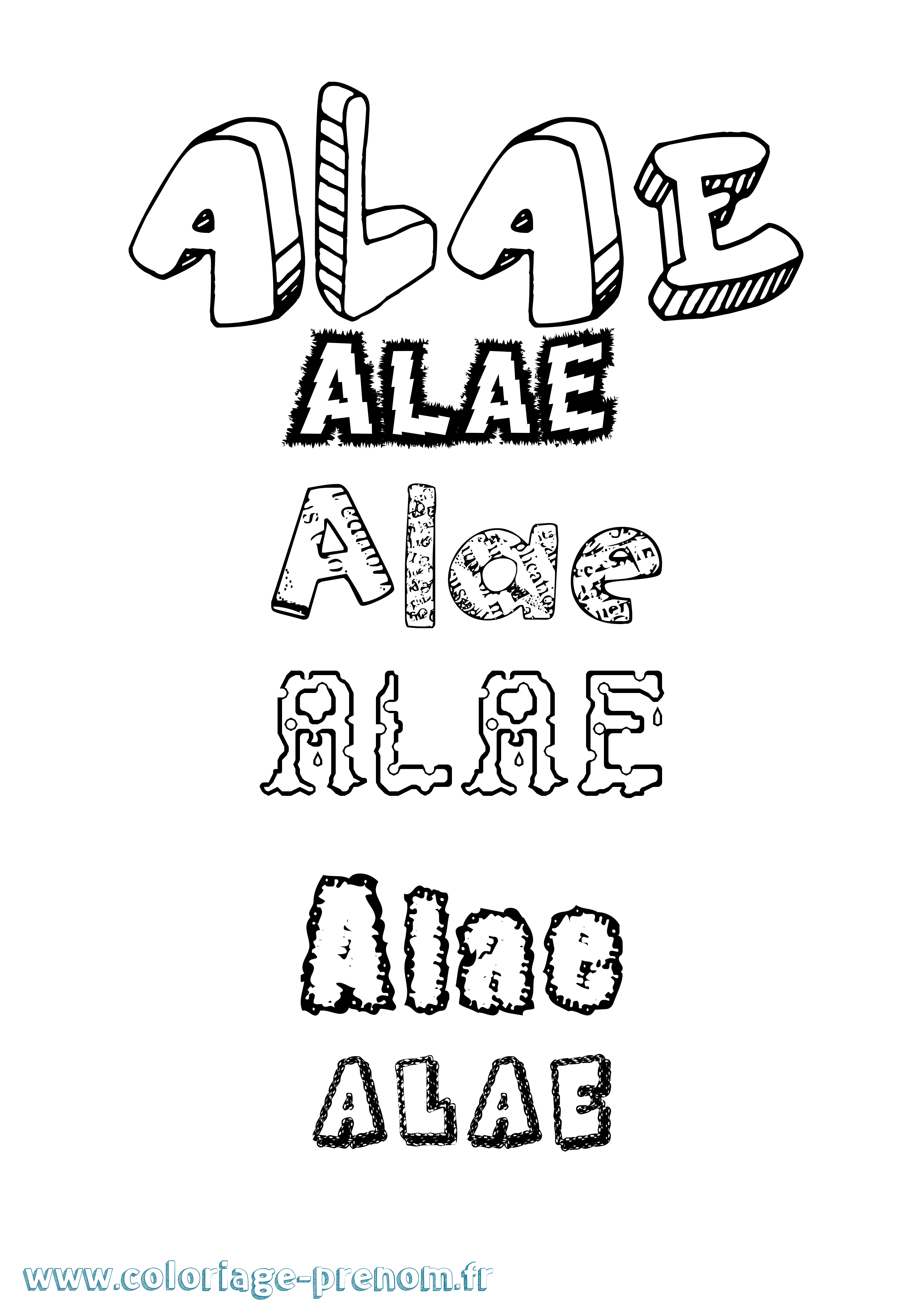 Coloriage Alae Destructuré Coloriage prénom Alae Destructuré