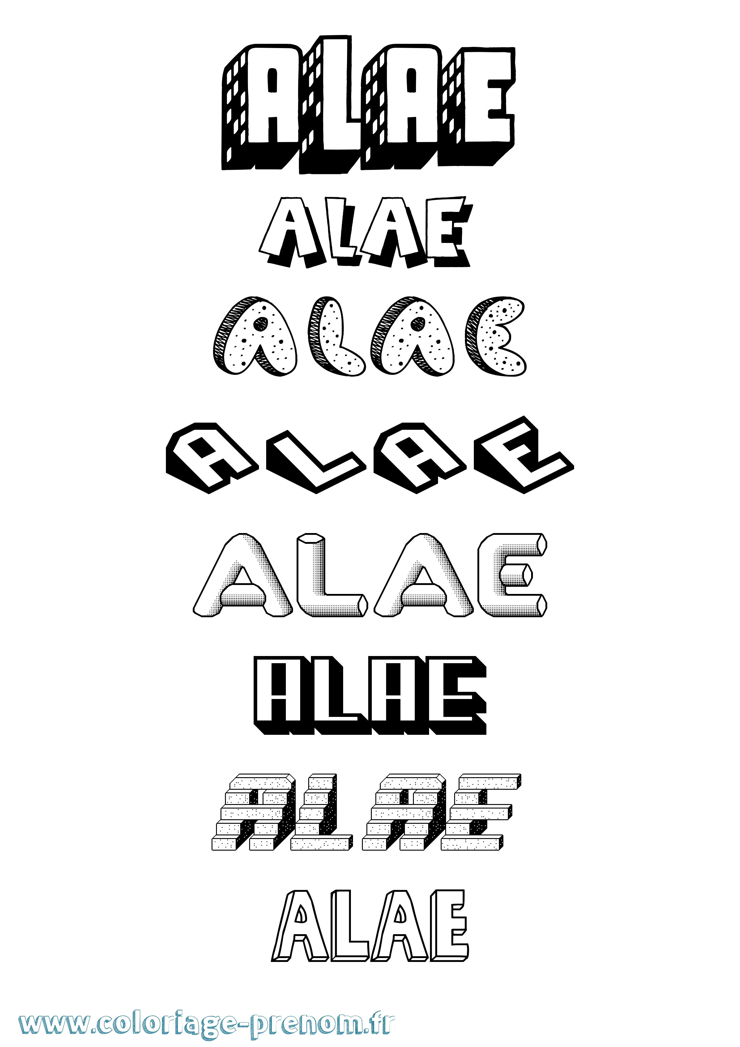 Coloriage Alae Effet 3D Coloriage prénom Alae Effet 3D