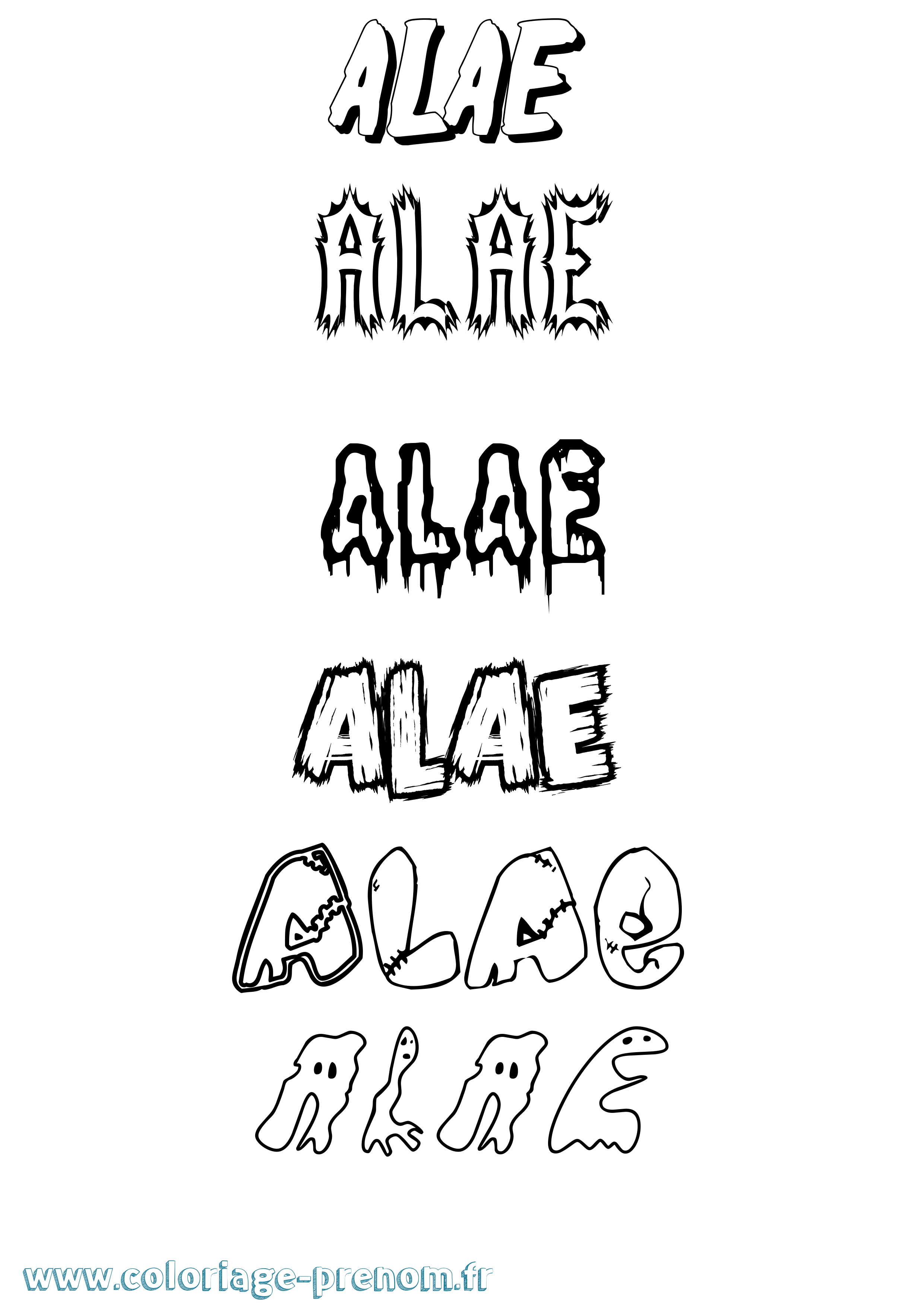 Coloriage Alae Frisson Coloriage prénom Alae Frisson