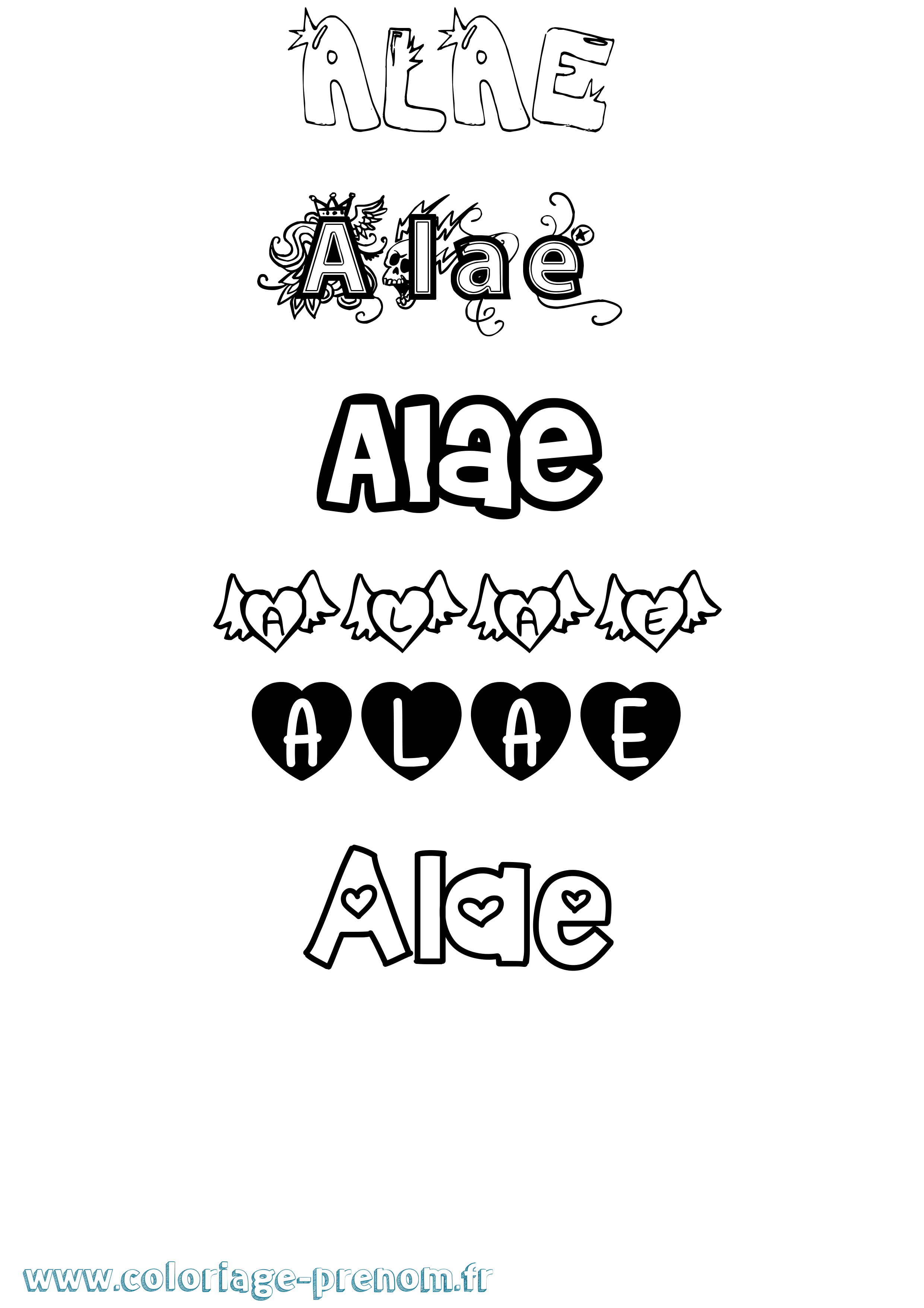 Coloriage Alae Girly Coloriage prénom Alae Girly