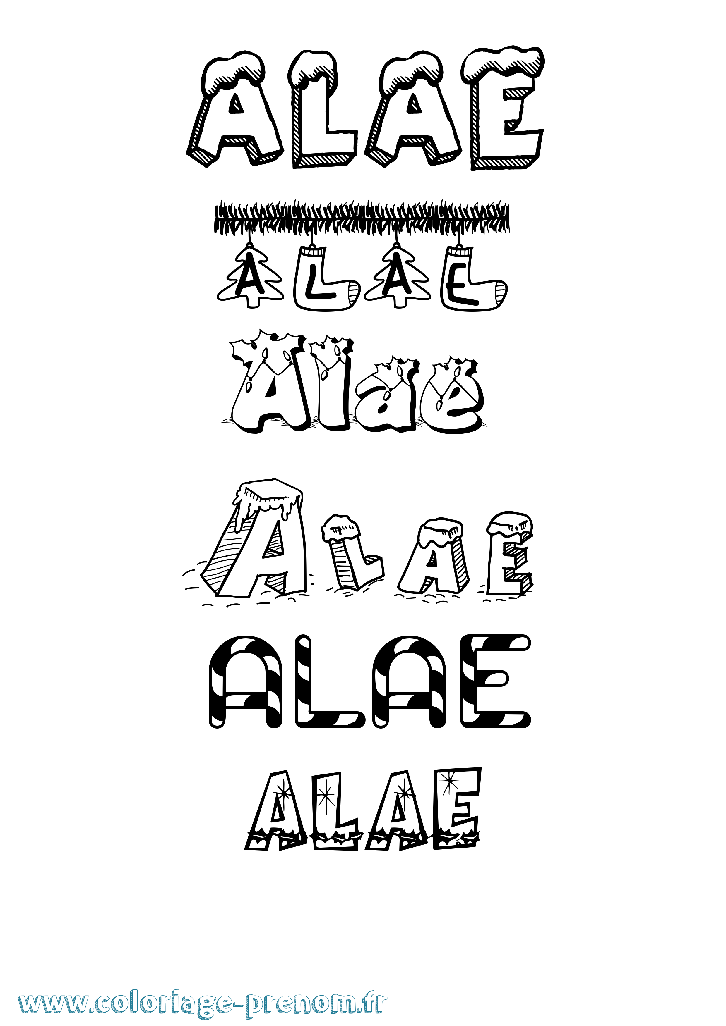 Coloriage Alae Noël Coloriage prénom Alae Noël
