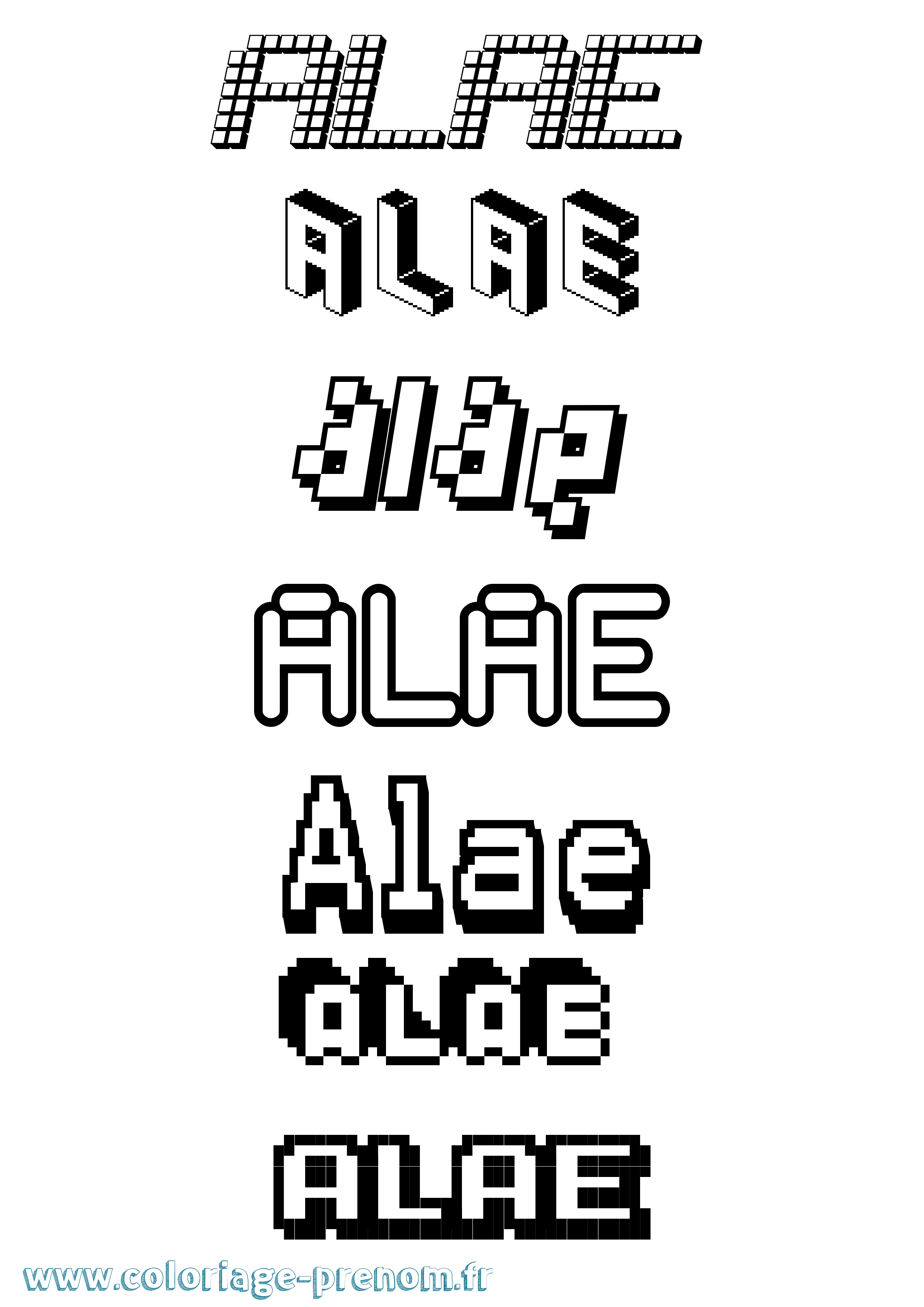 Coloriage Alae Pixel Coloriage prénom Alae Pixel