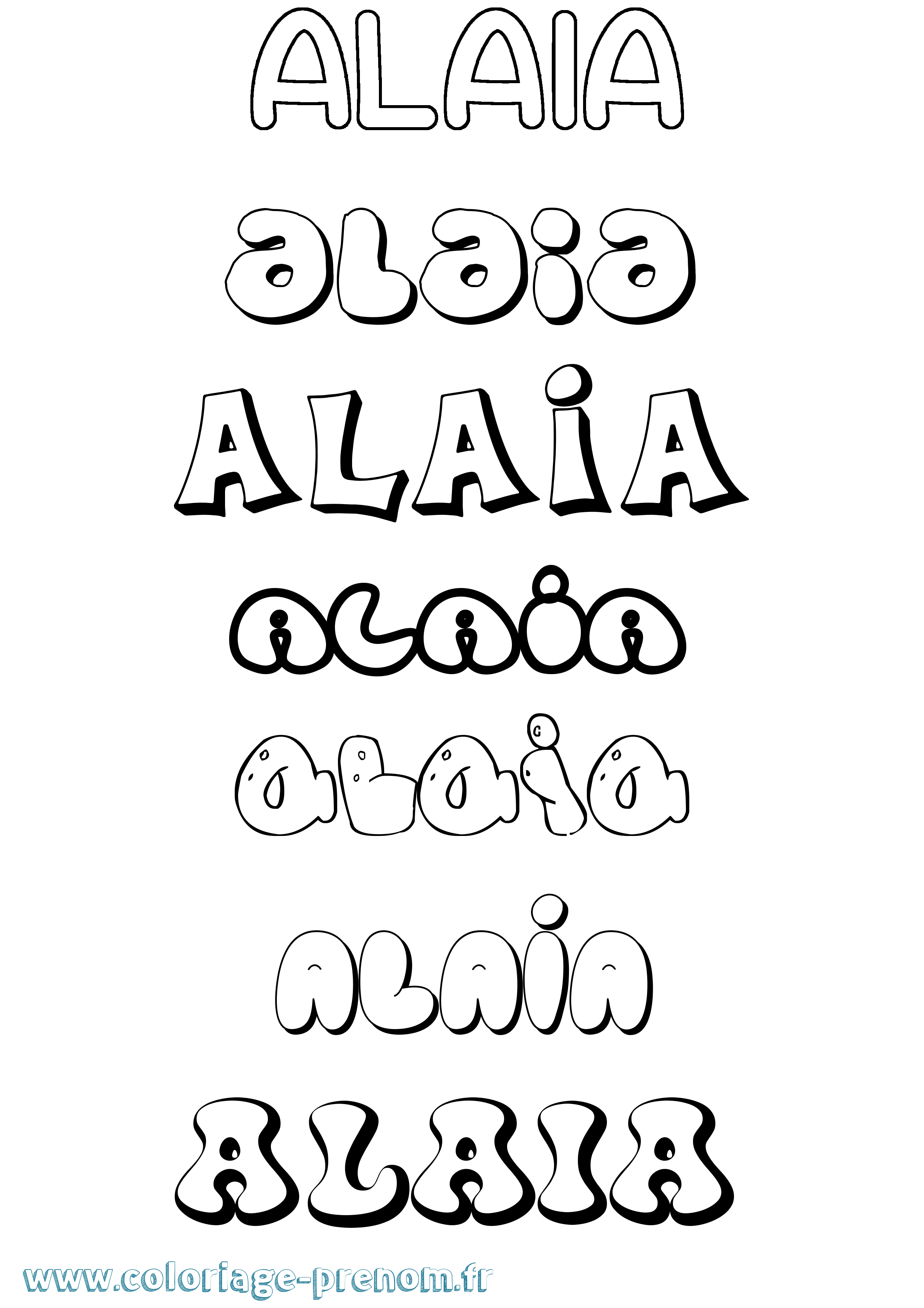 Coloriage Alaia Bubble Coloriage prénom Alaia Bubble