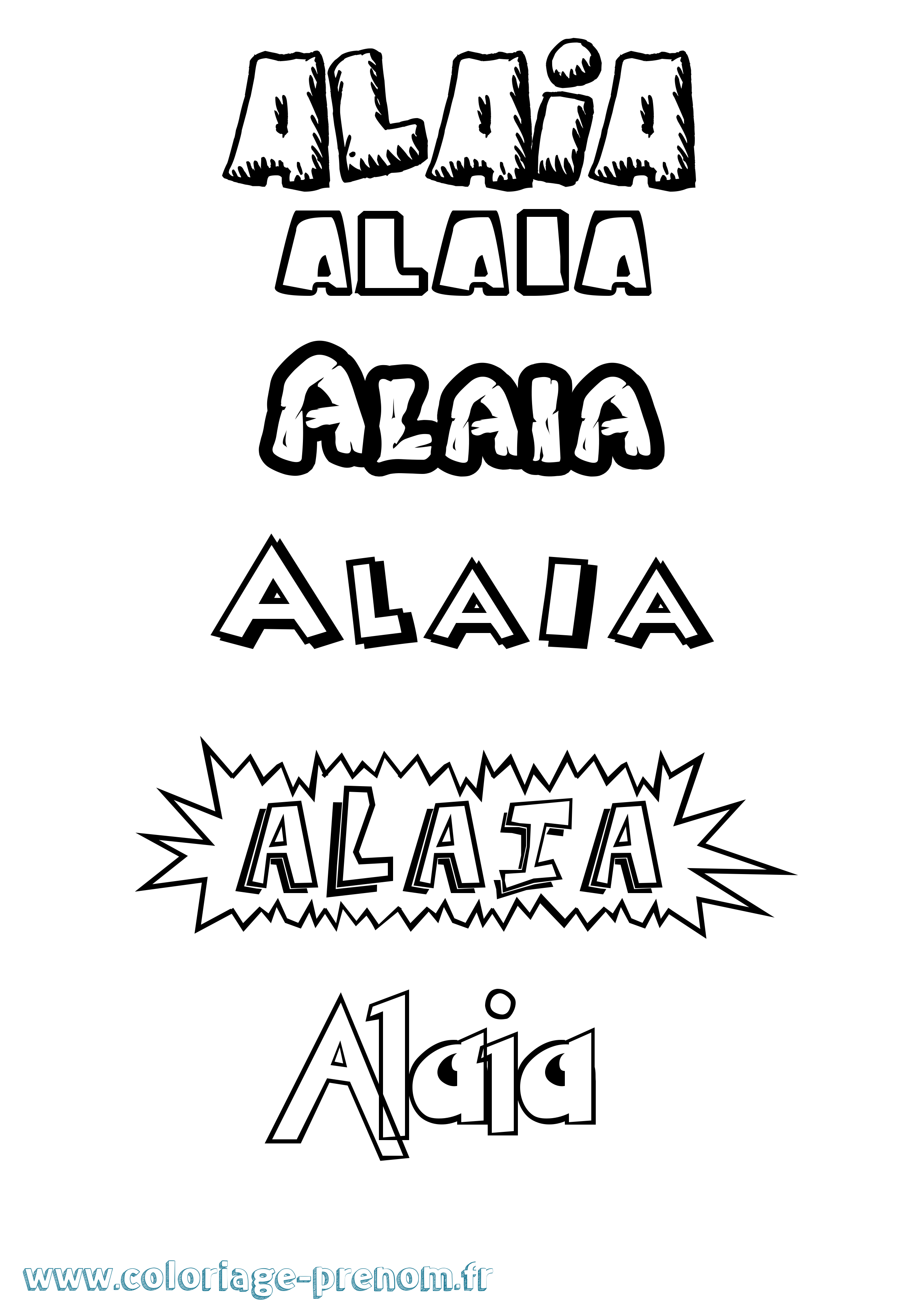 Coloriage Alaia Dessin Animé Coloriage prénom Alaia Dessin Animé