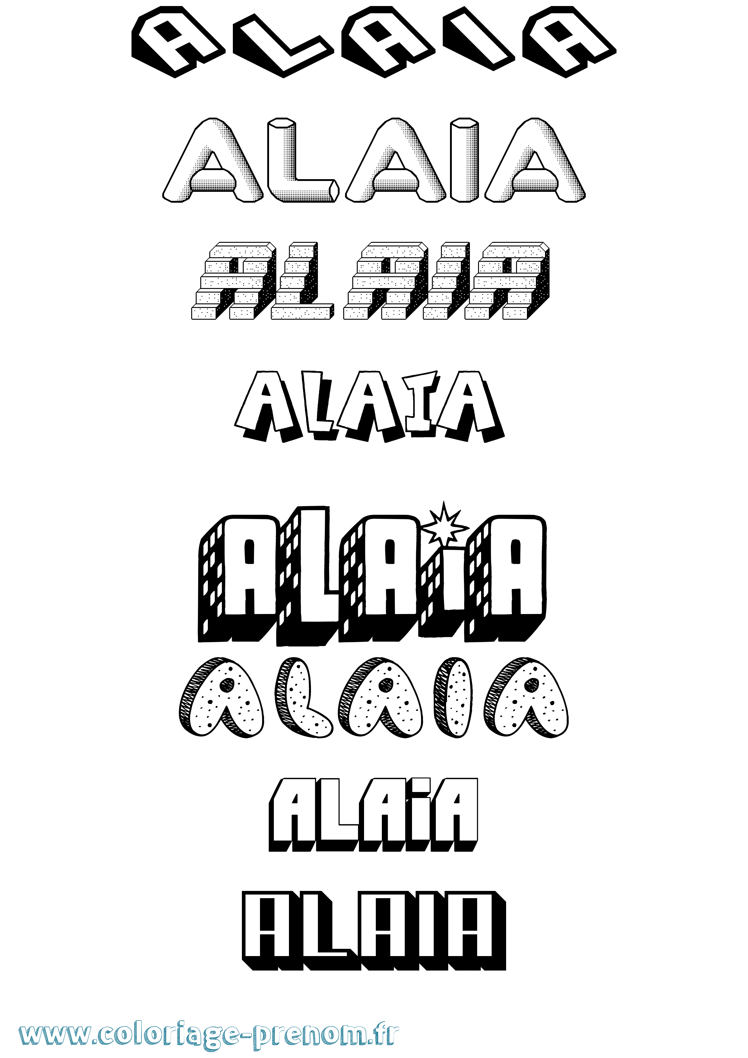 Coloriage Alaia Effet 3D Coloriage prénom Alaia Effet 3D