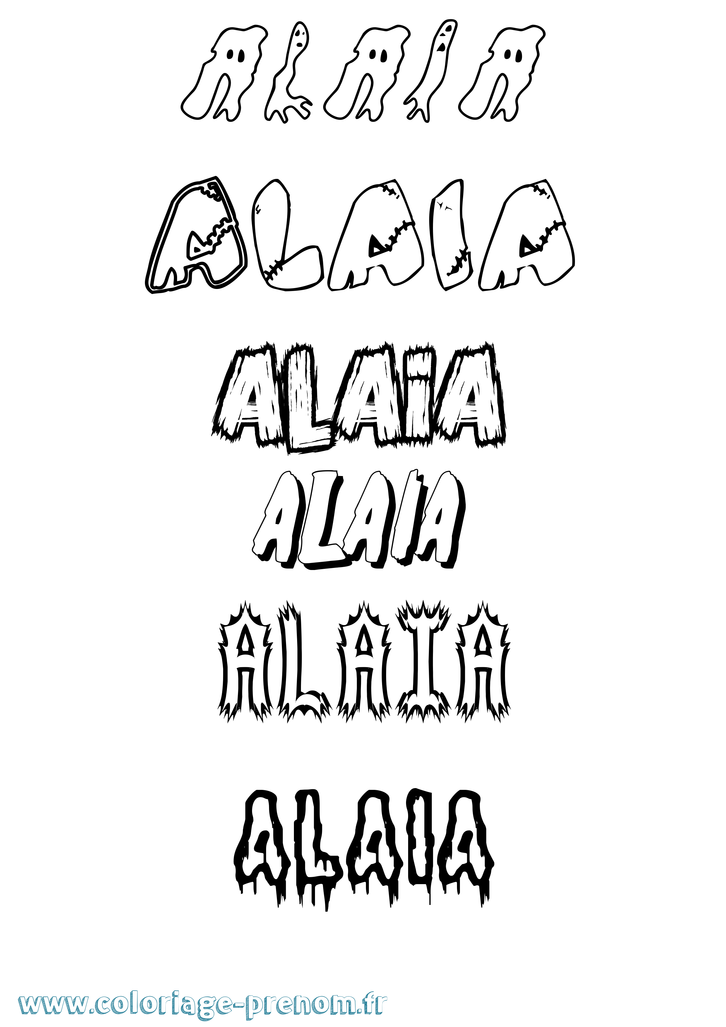 Coloriage Alaia Frisson Coloriage prénom Alaia Frisson