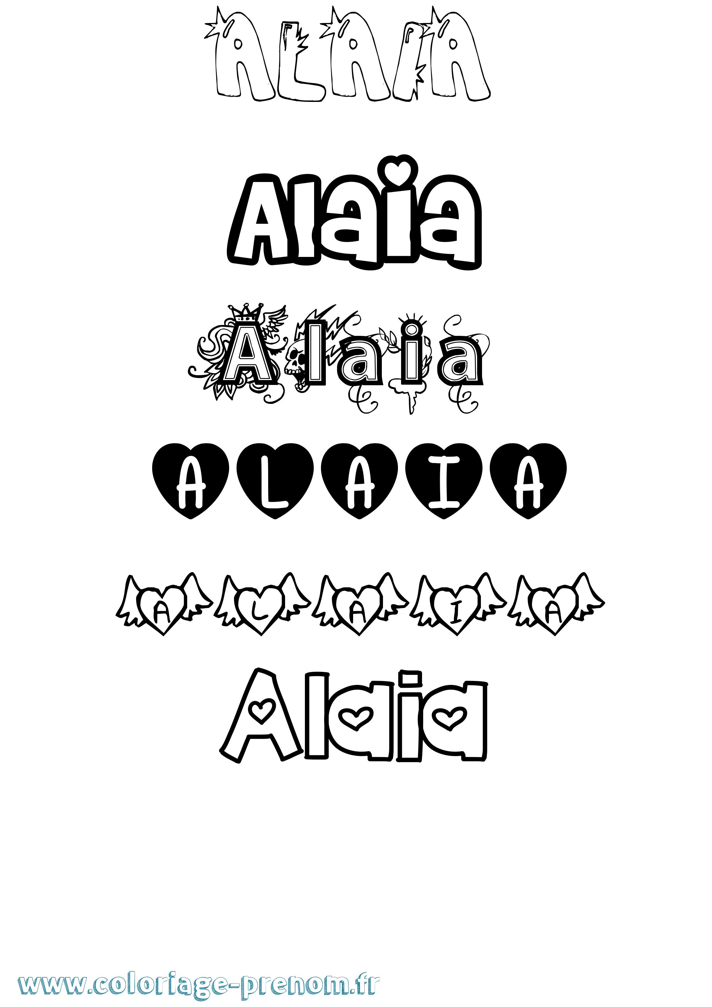 Coloriage Alaia Girly Coloriage prénom Alaia Girly