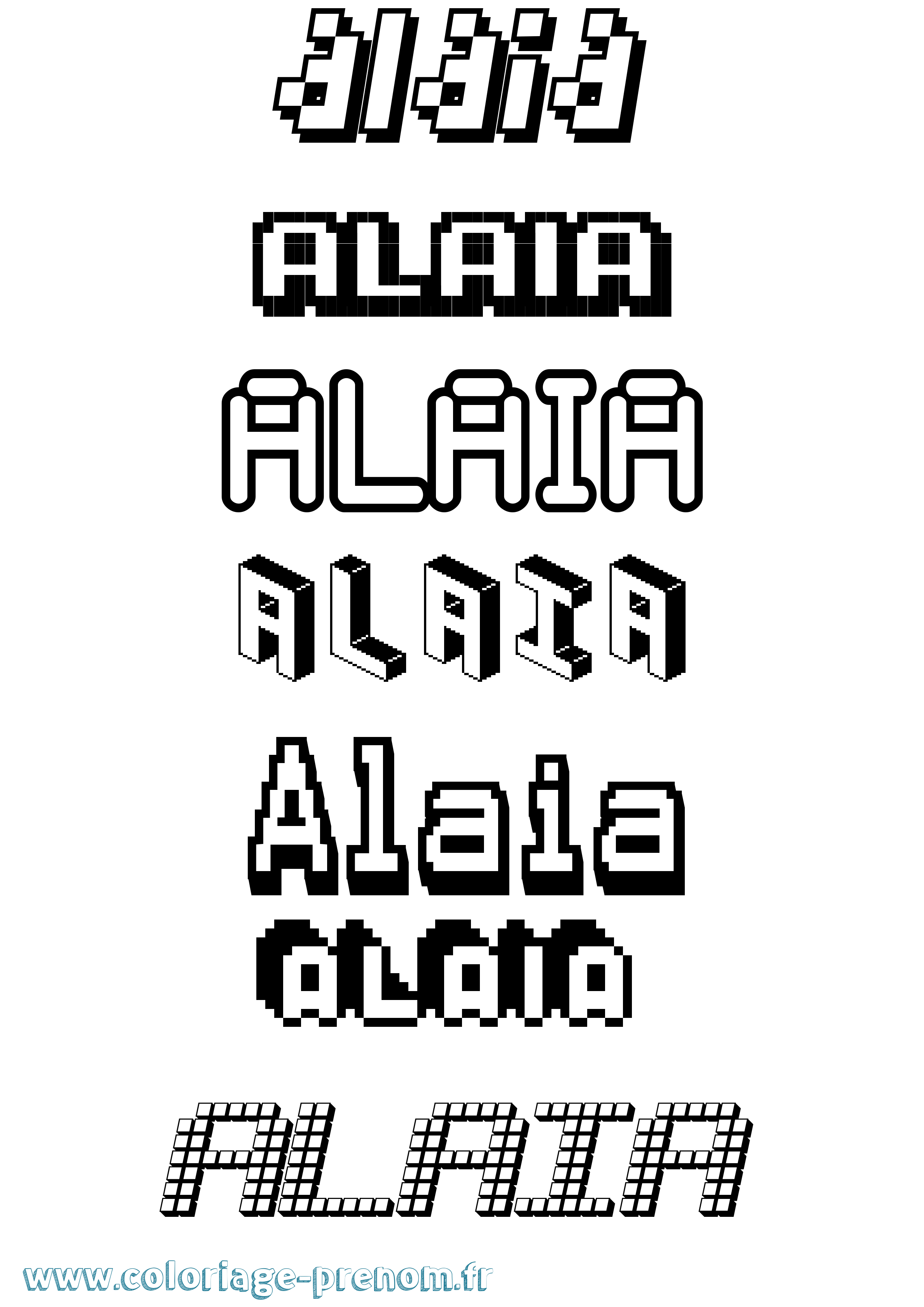 Coloriage Alaia Pixel Coloriage prénom Alaia Pixel