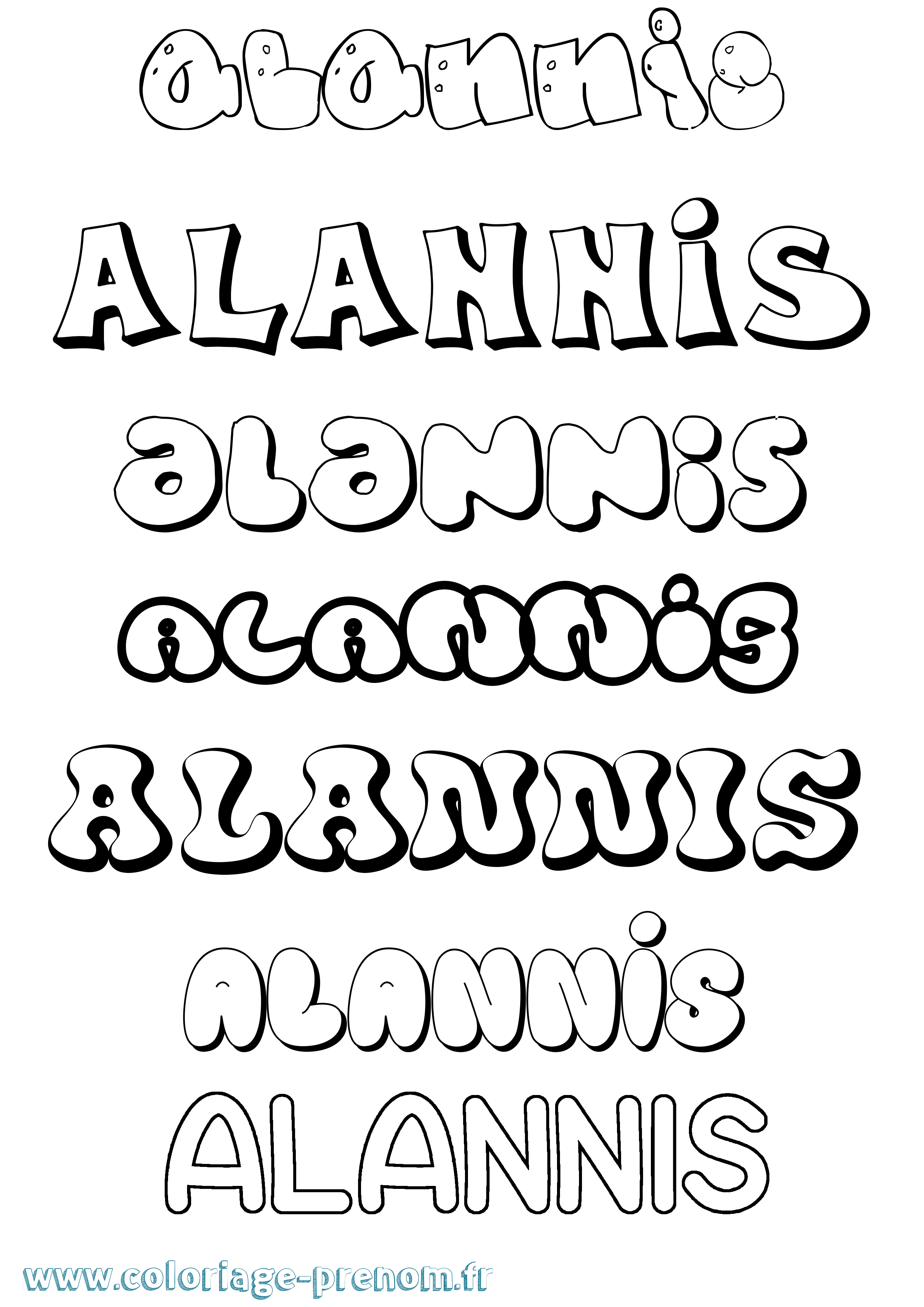 Coloriage Alannis Bubble Coloriage prénom Alannis Bubble