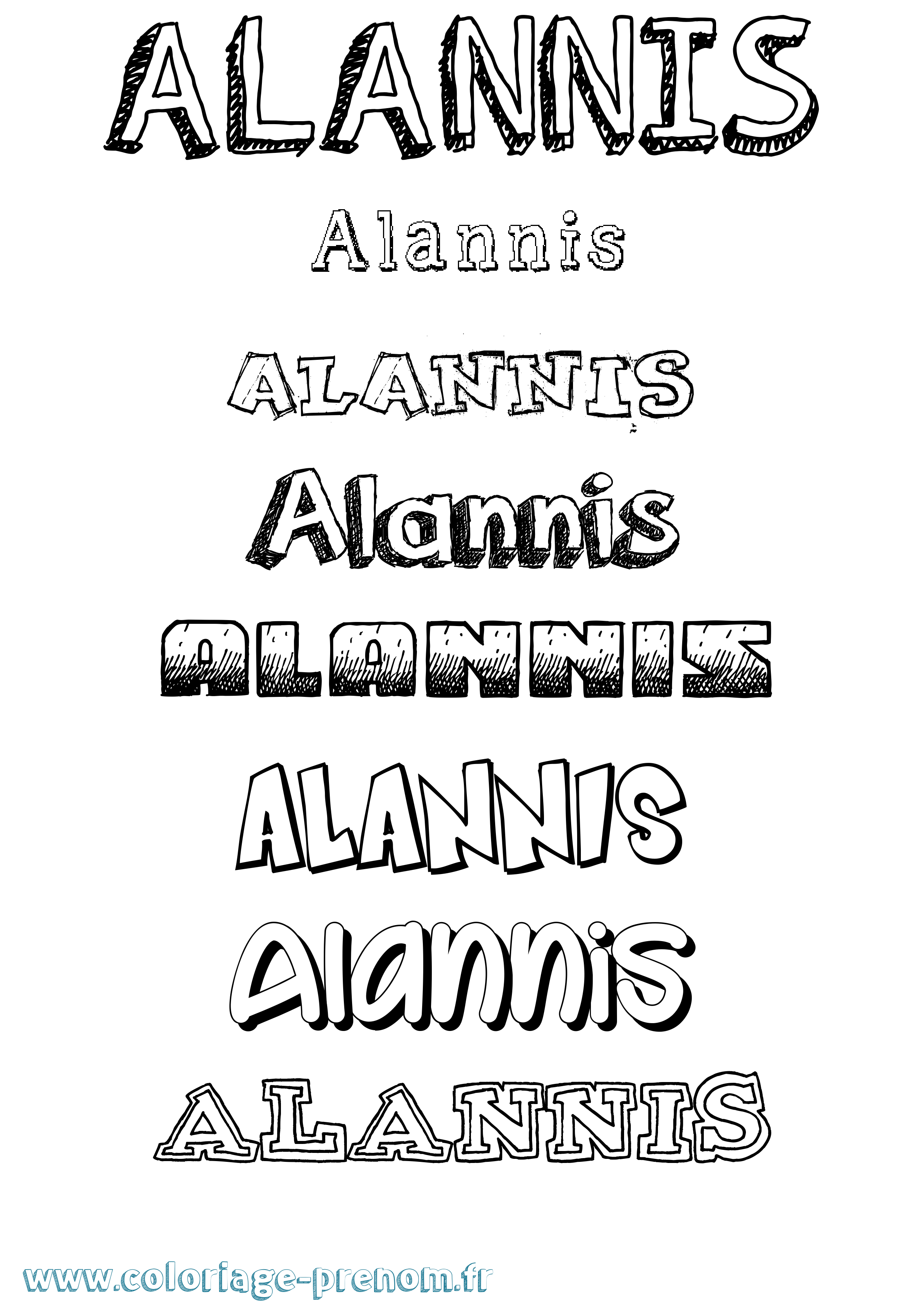 Coloriage Alannis Dessiné Coloriage prénom Alannis Dessiné