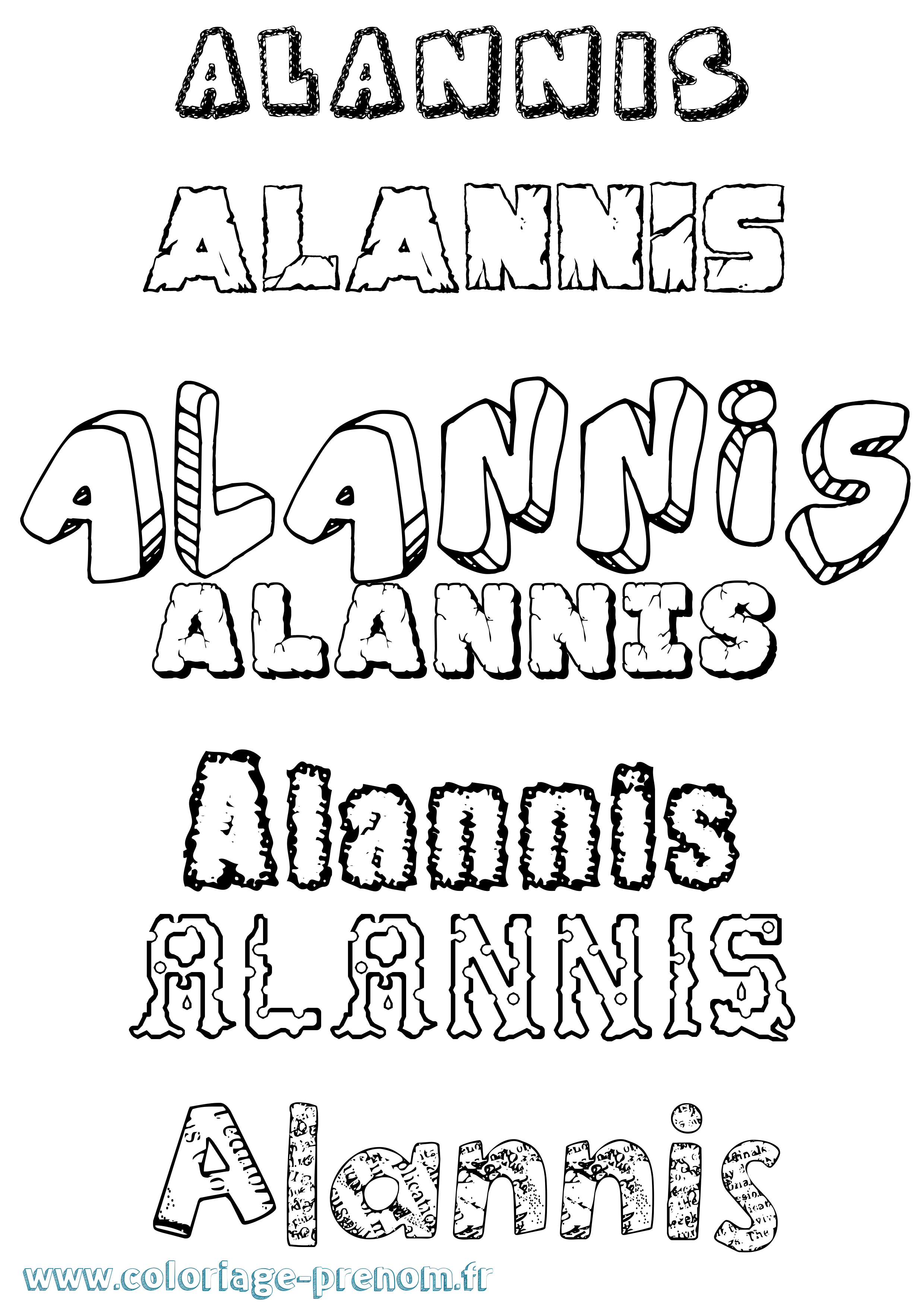 Coloriage Alannis Destructuré Coloriage prénom Alannis Destructuré