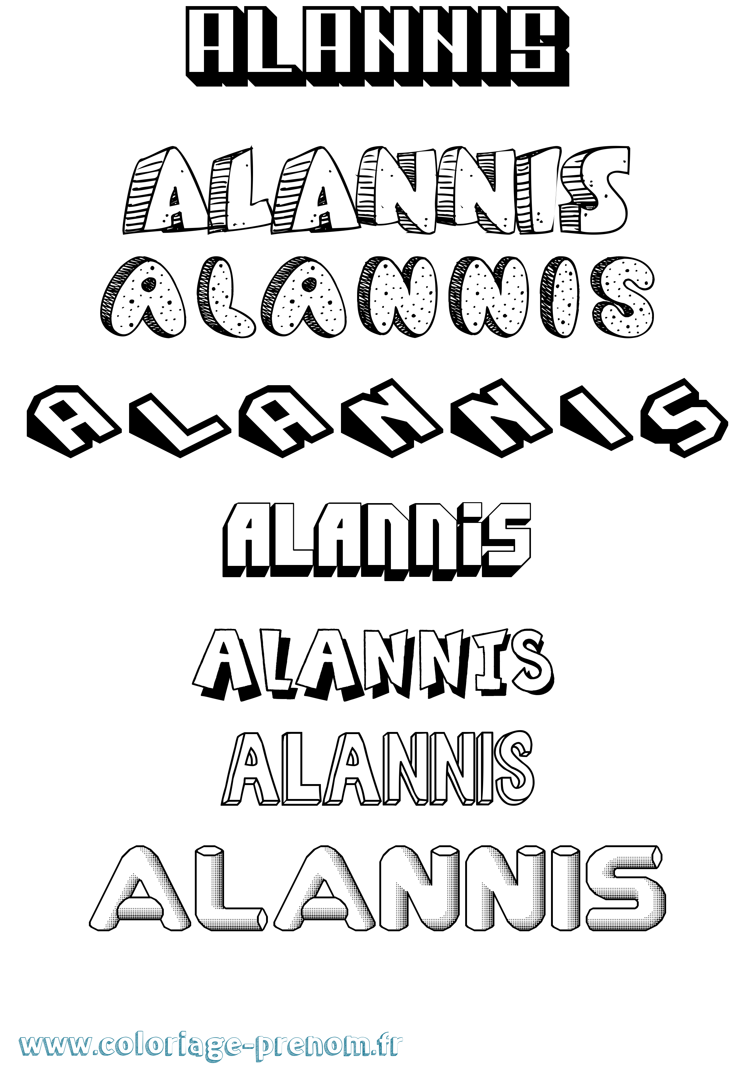 Coloriage Alannis Effet 3D Coloriage prénom Alannis Effet 3D