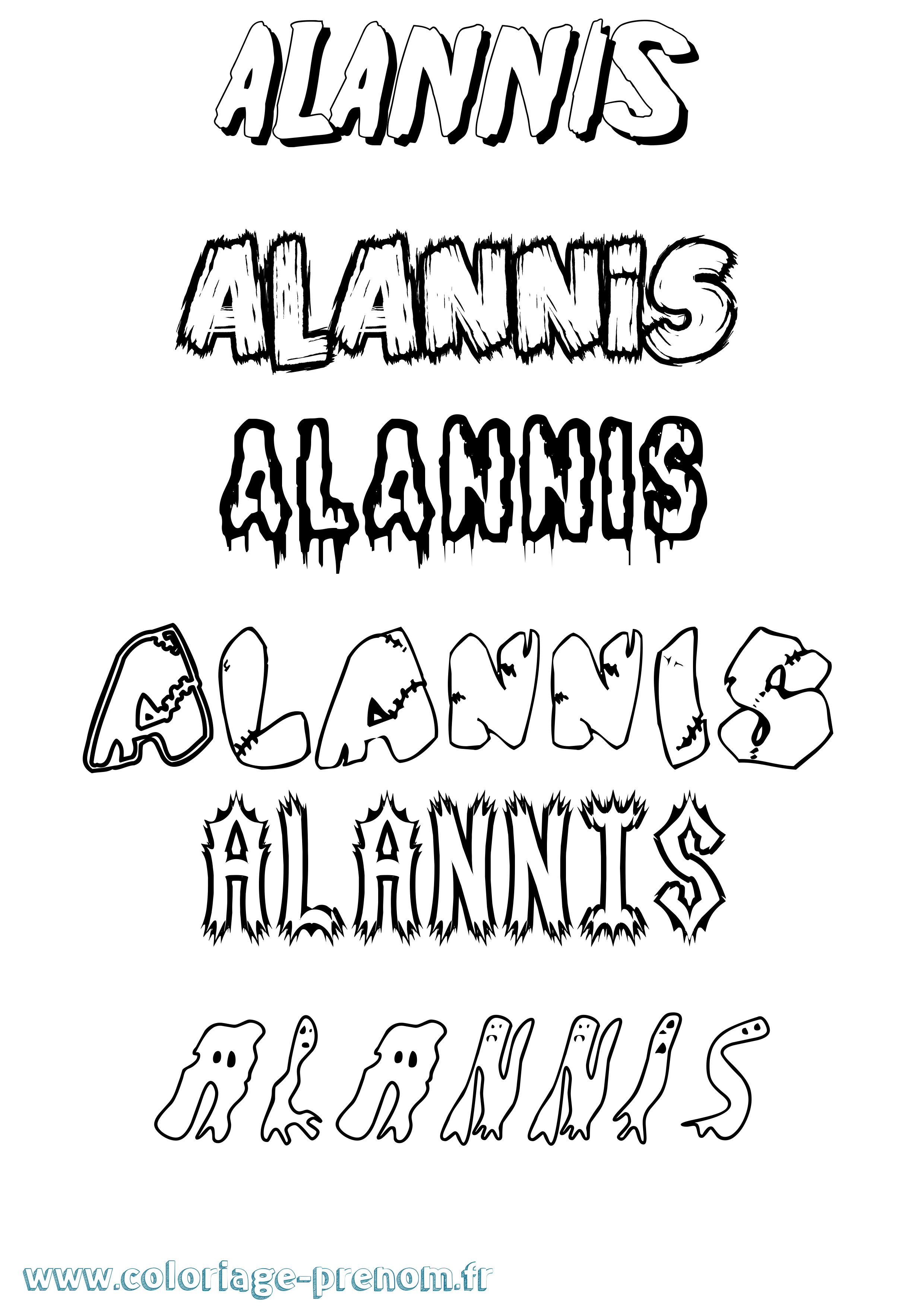 Coloriage Alannis Frisson Coloriage prénom Alannis Frisson