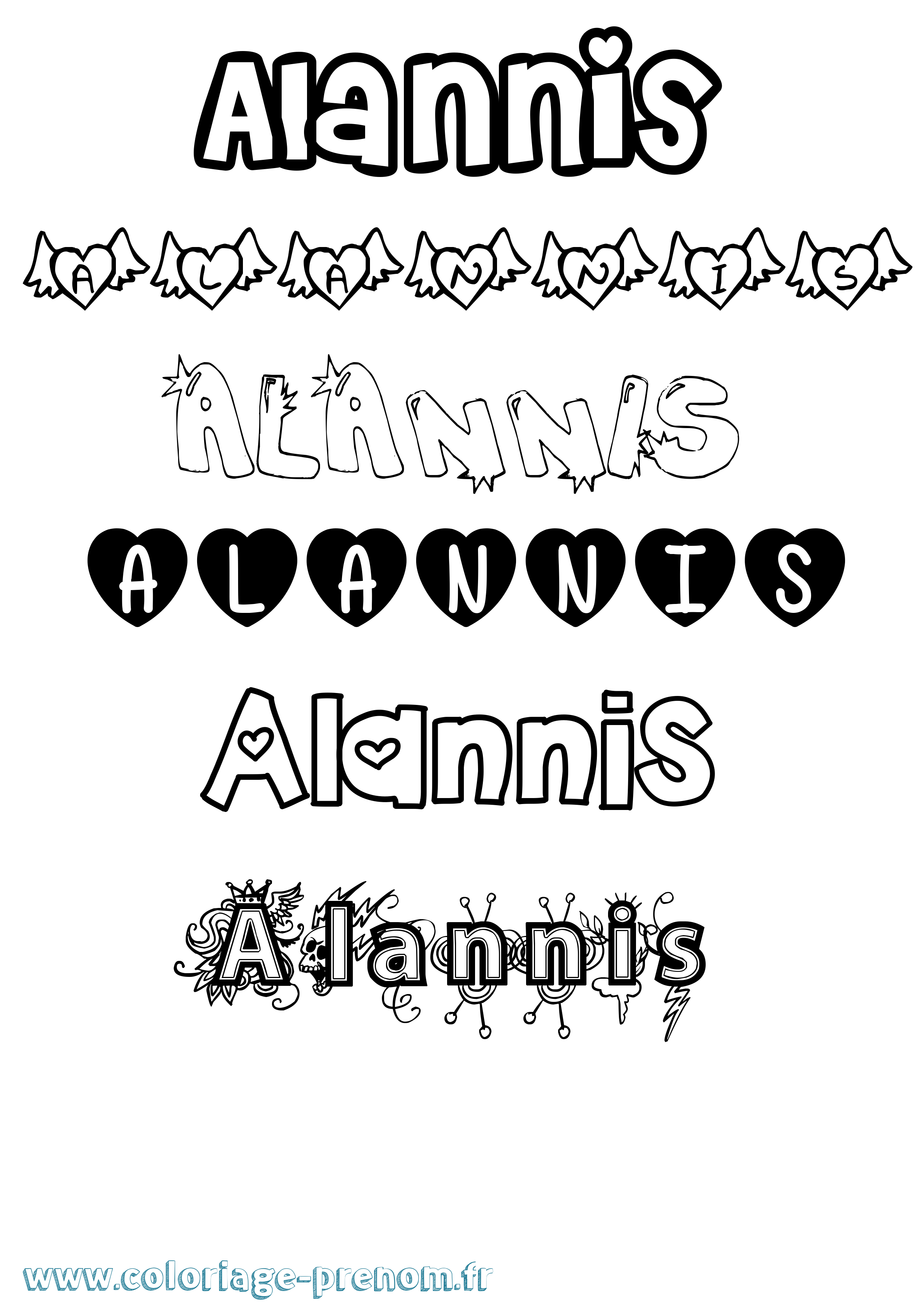 Coloriage Alannis Girly Coloriage prénom Alannis Girly