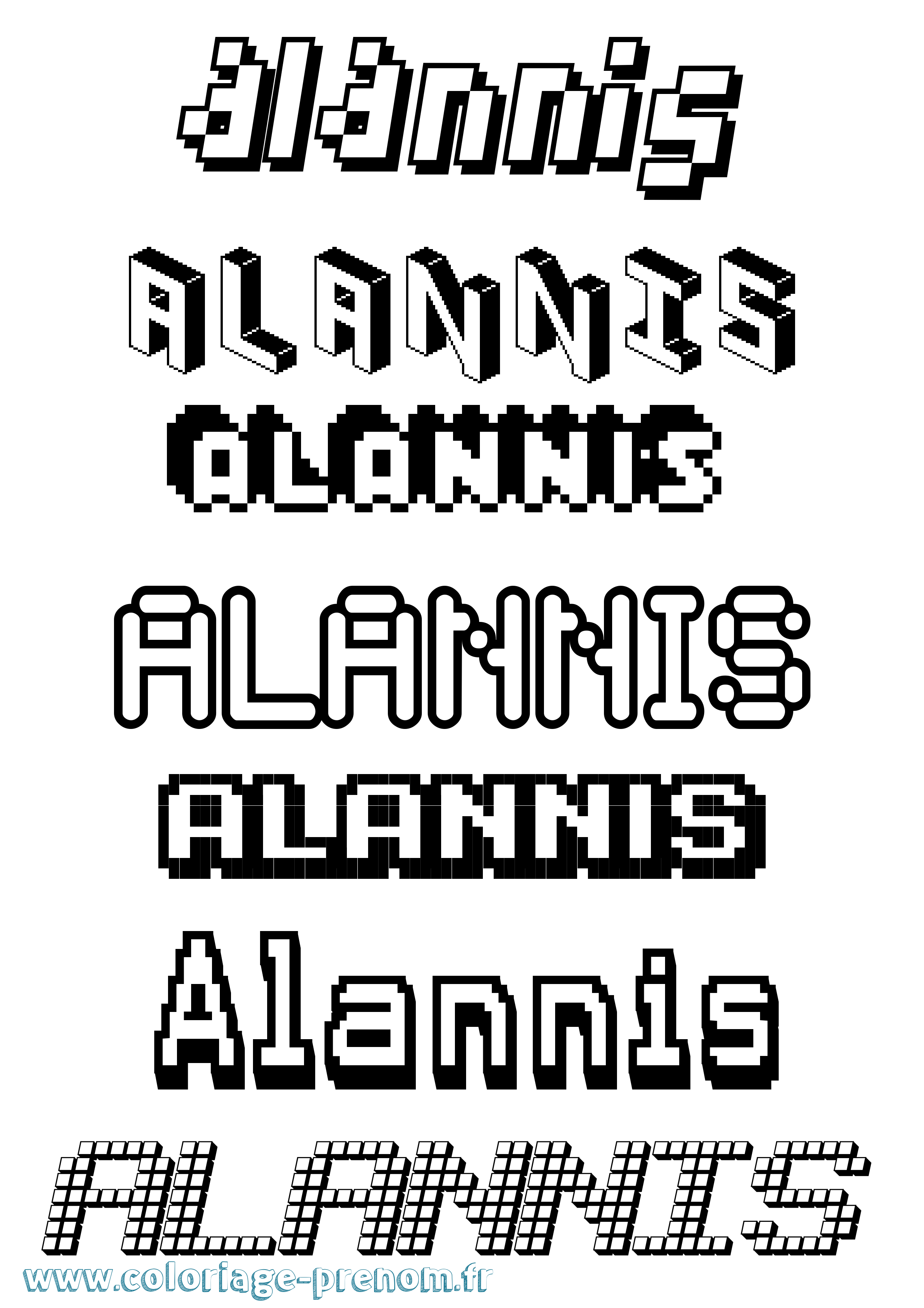 Coloriage Alannis Pixel Coloriage prénom Alannis Pixel
