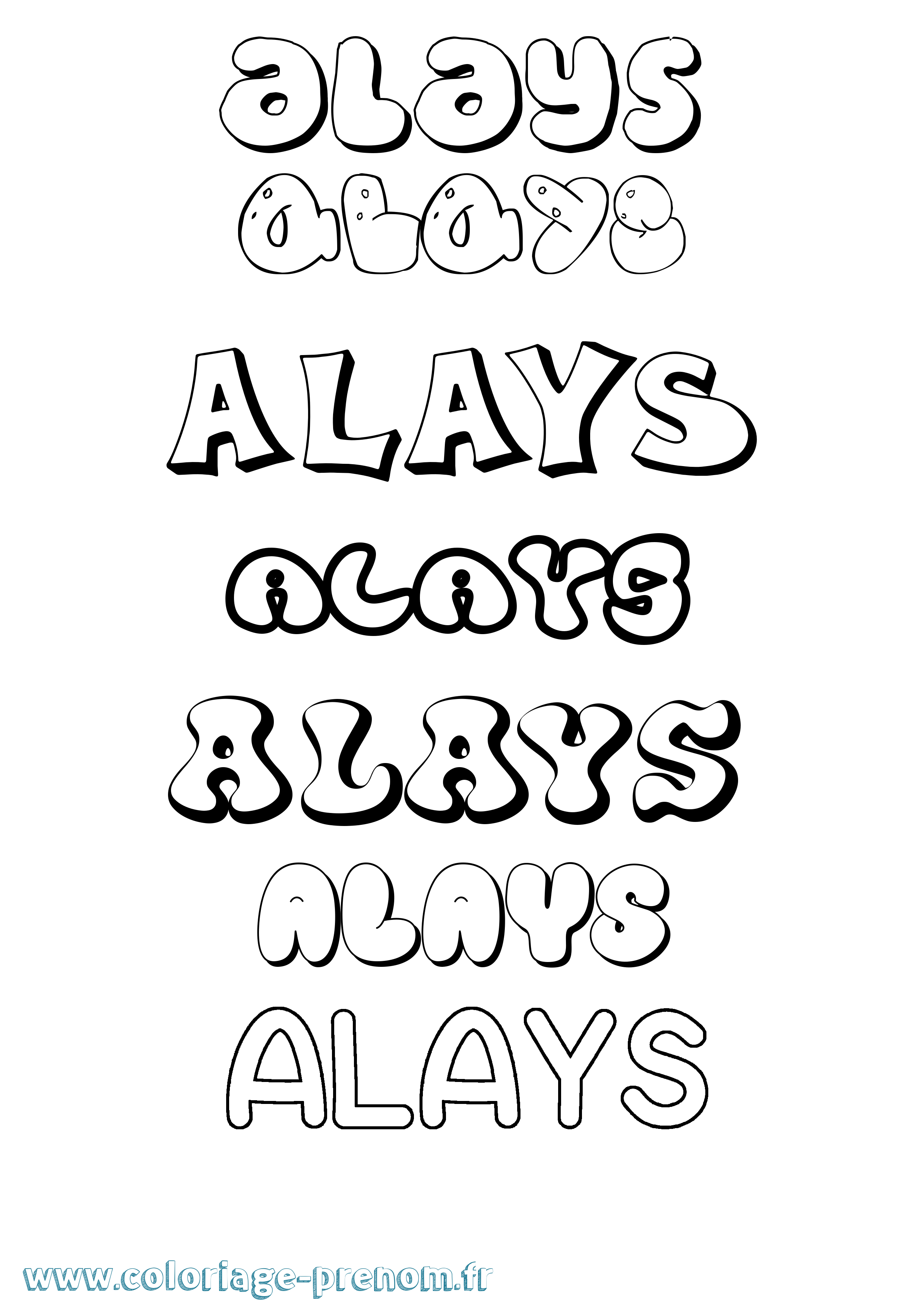 Coloriage Alays Bubble Coloriage prénom Alays Bubble
