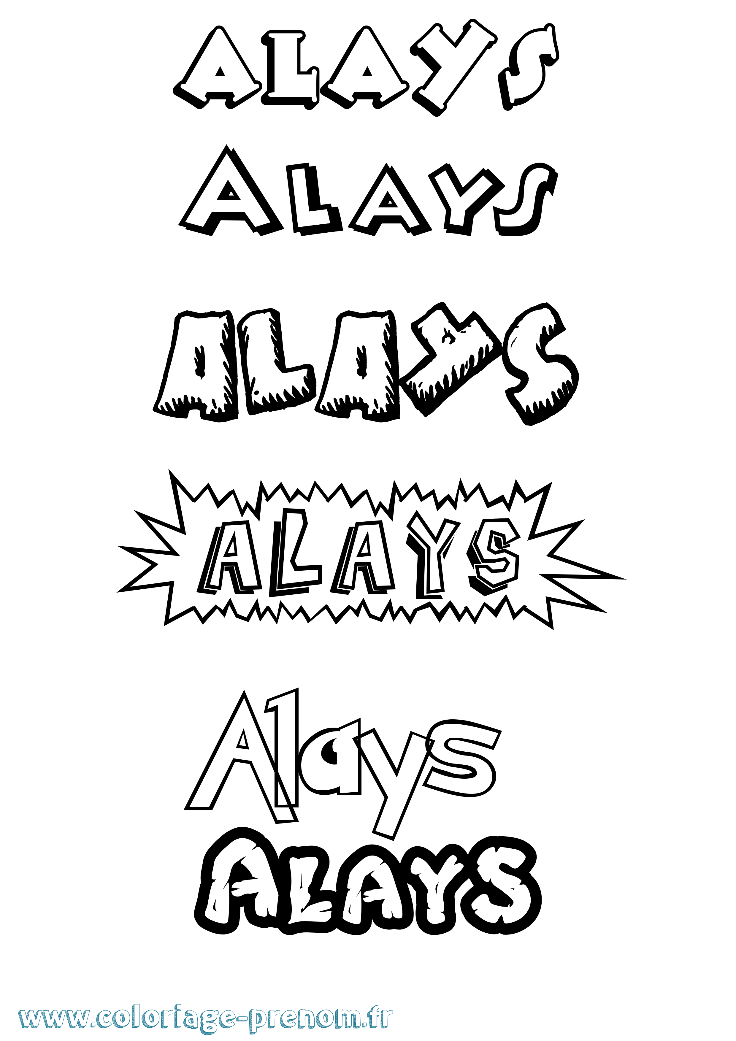 Coloriage Alays Dessin Animé Coloriage prénom Alays Dessin Animé