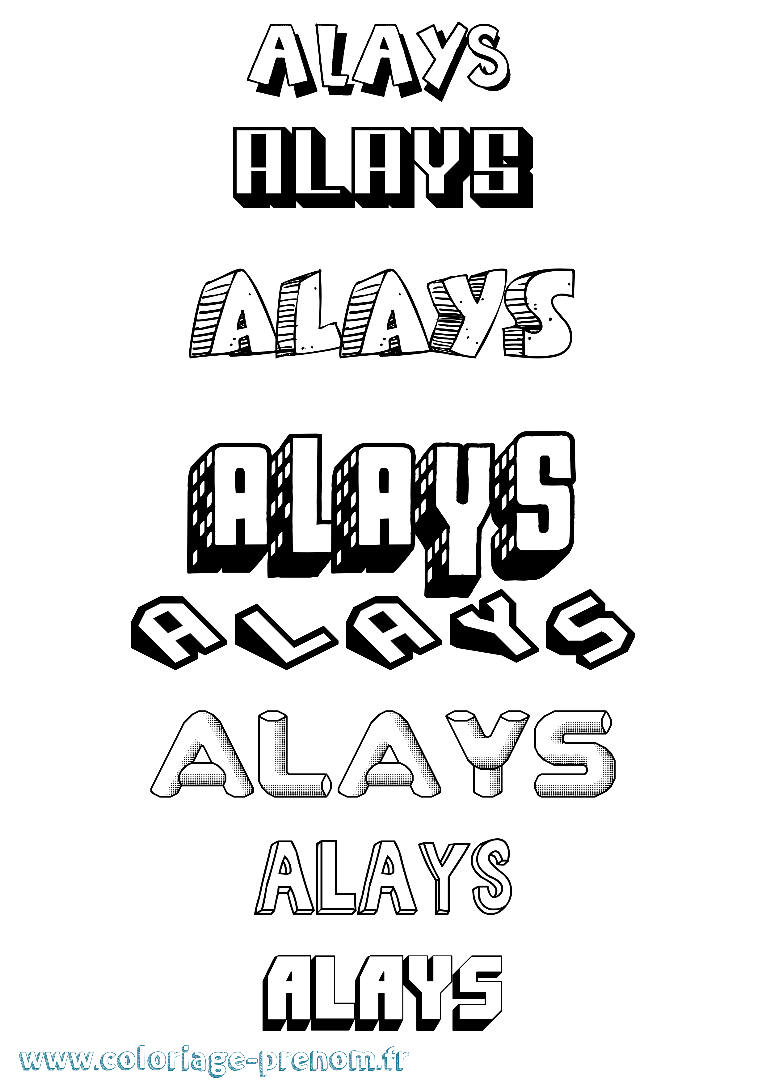 Coloriage Alays Effet 3D Coloriage prénom Alays Effet 3D