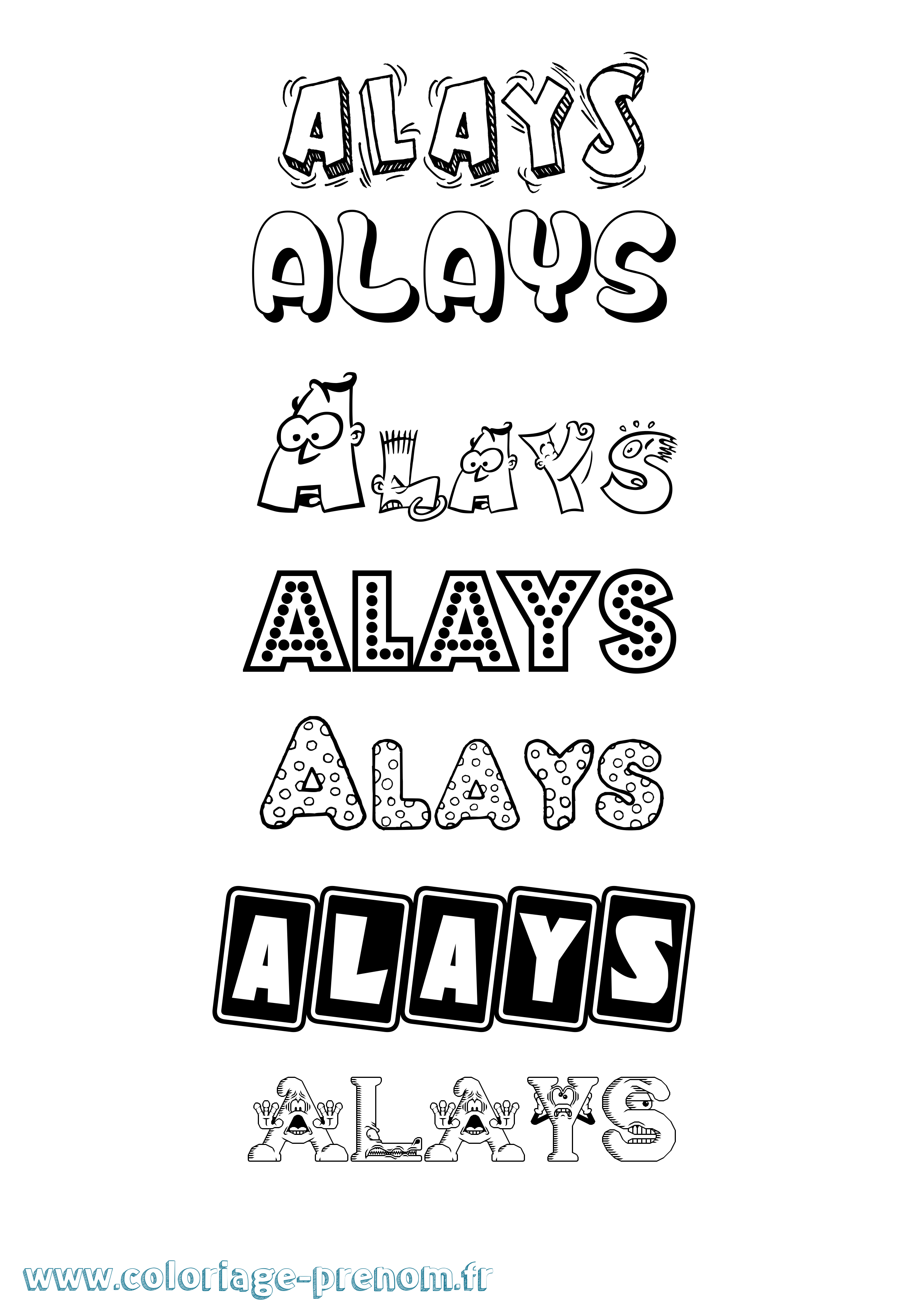 Coloriage Alays Fun Coloriage prénom Alays Fun