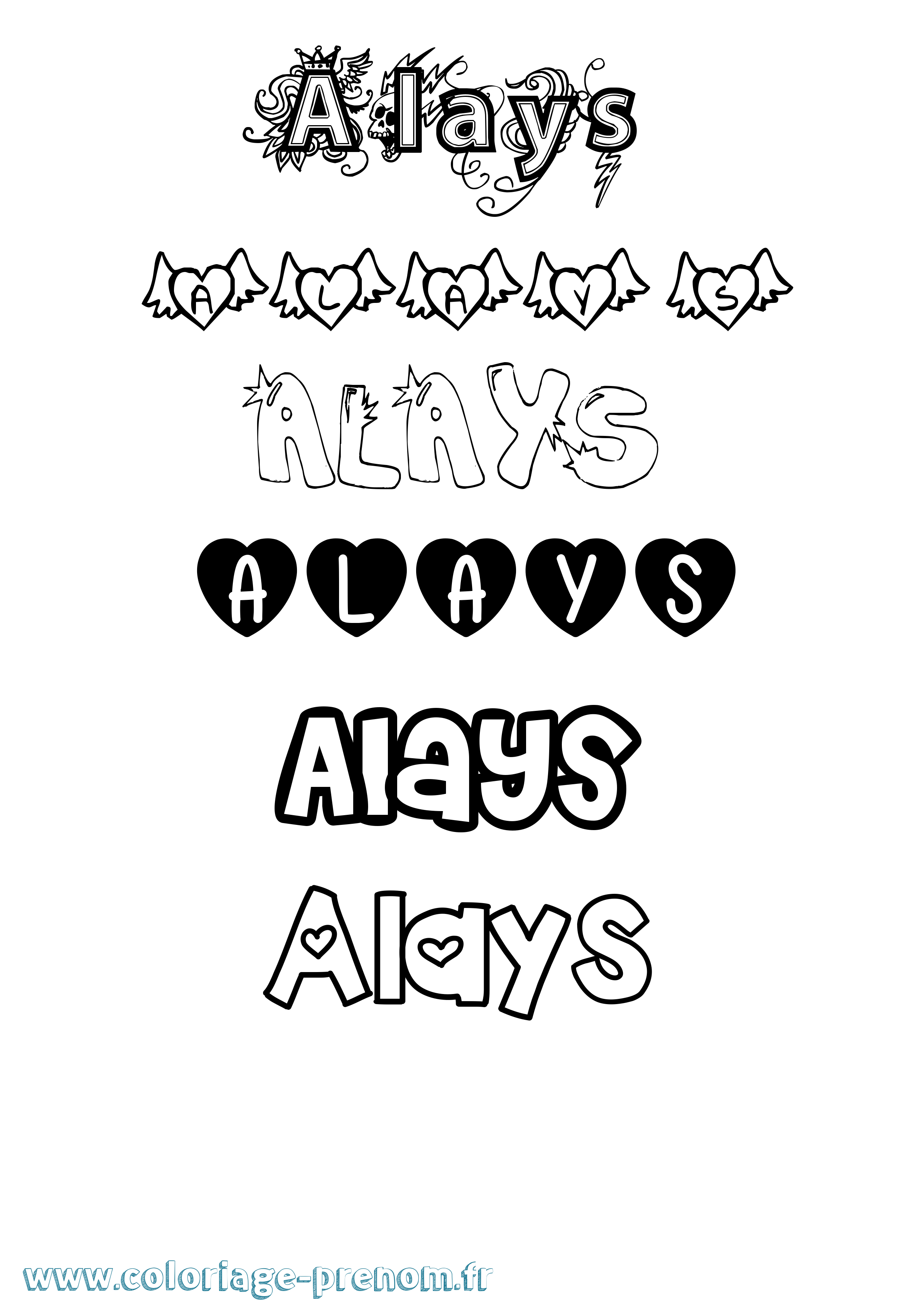 Coloriage Alays Girly Coloriage prénom Alays Girly