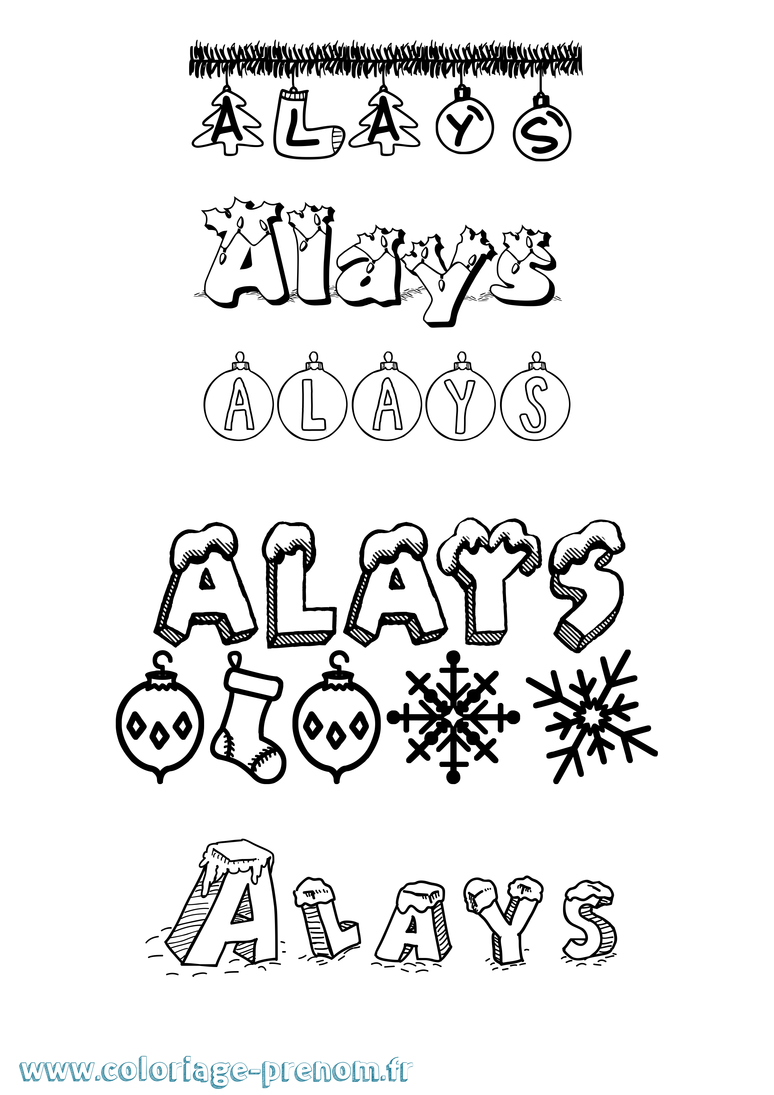 Coloriage Alays Noël Coloriage prénom Alays Noël