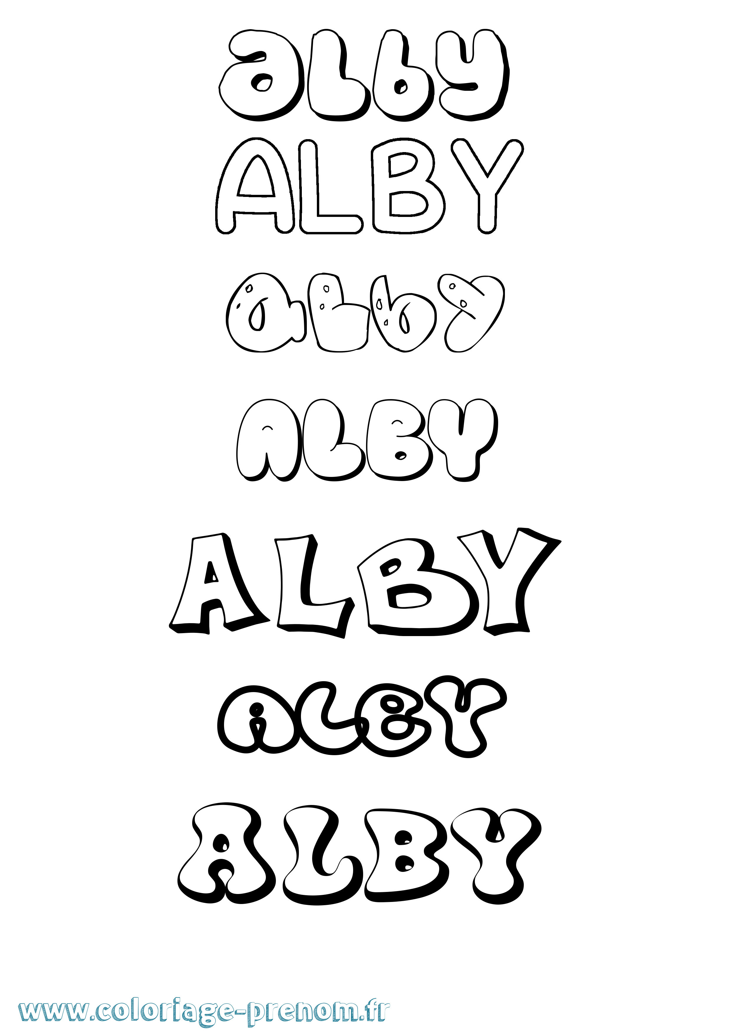 Coloriage Alby Bubble Coloriage prénom Alby Bubble