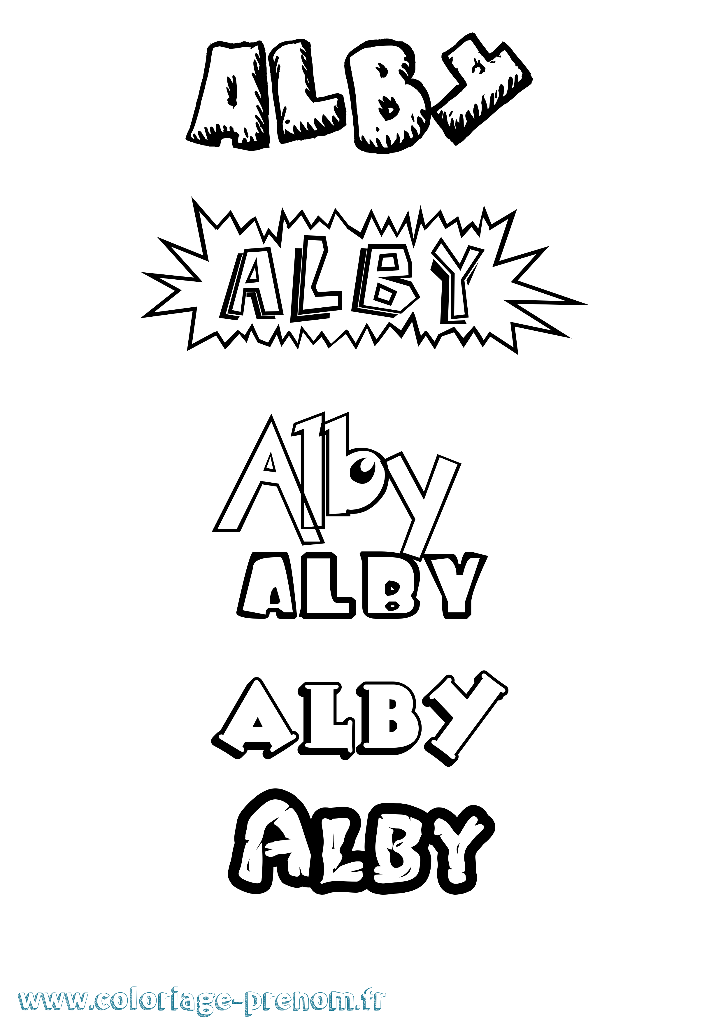 Coloriage Alby Dessin Animé Coloriage prénom Alby Dessin Animé