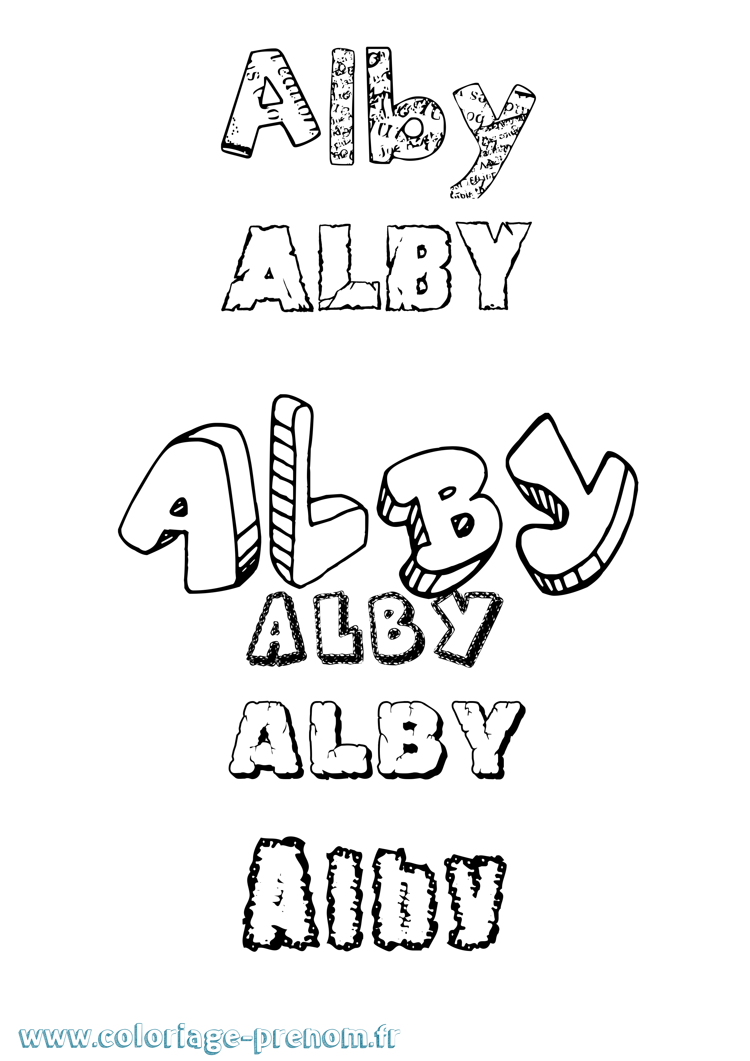 Coloriage Alby Destructuré Coloriage prénom Alby Destructuré