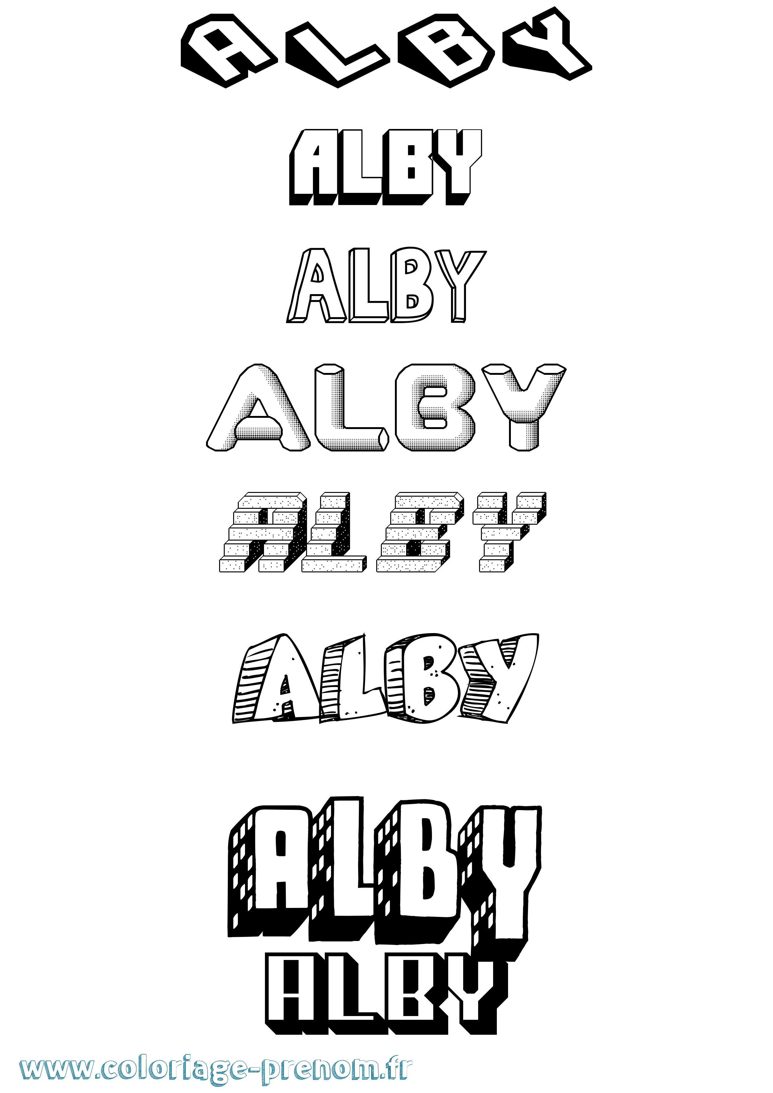 Coloriage Alby Effet 3D Coloriage prénom Alby Effet 3D