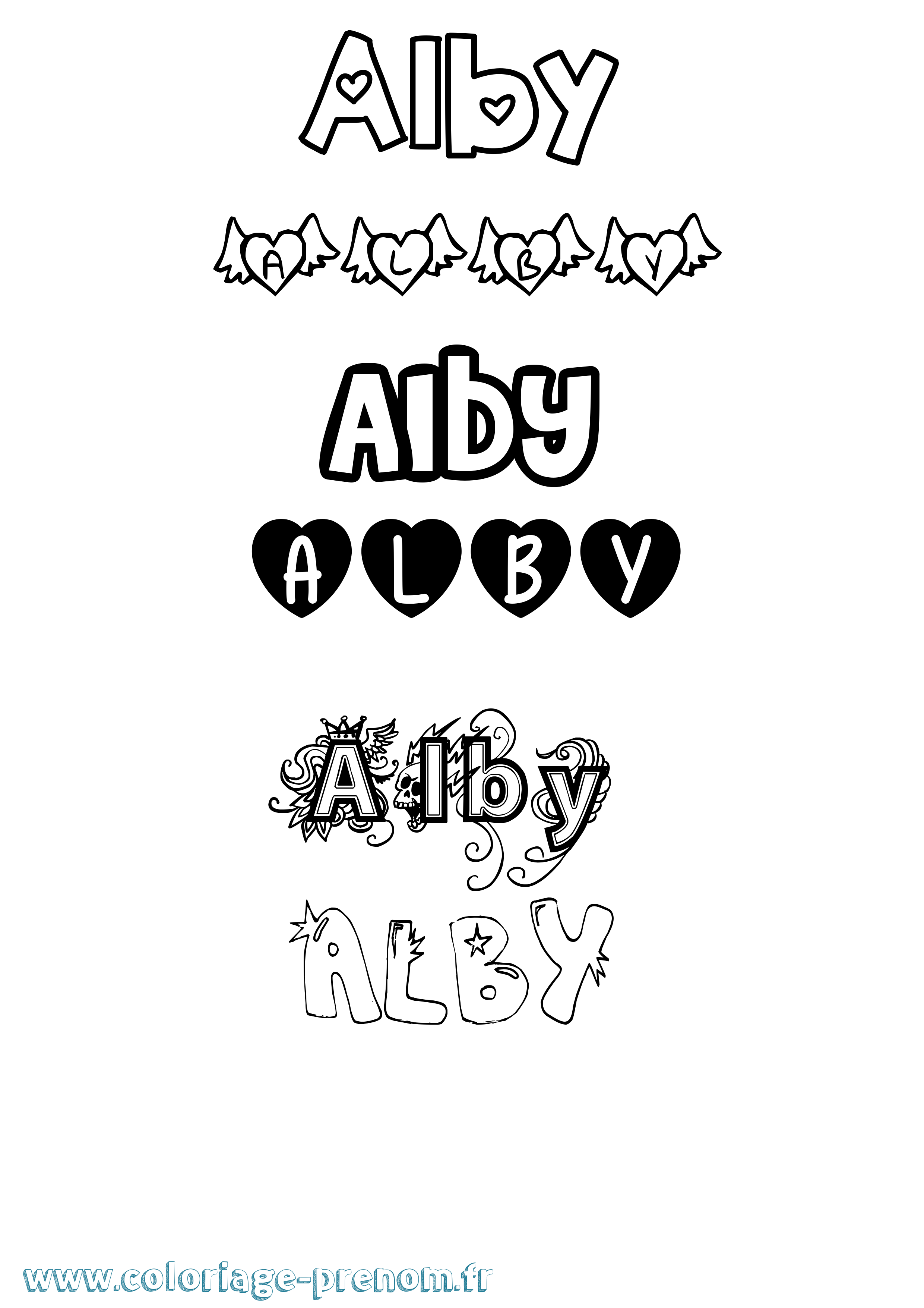 Coloriage Alby Girly Coloriage prénom Alby Girly
