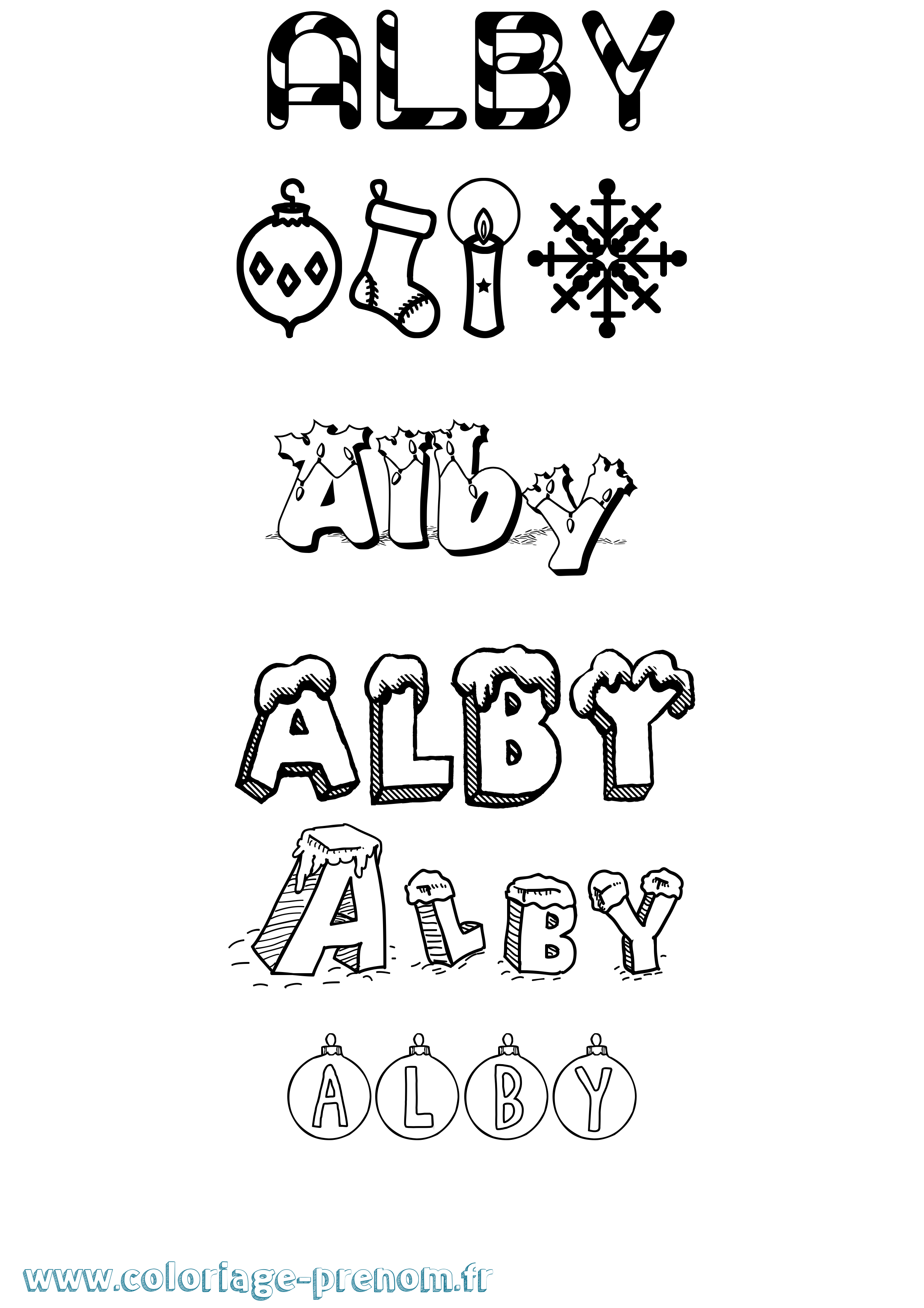 Coloriage Alby Noël Coloriage prénom Alby Noël