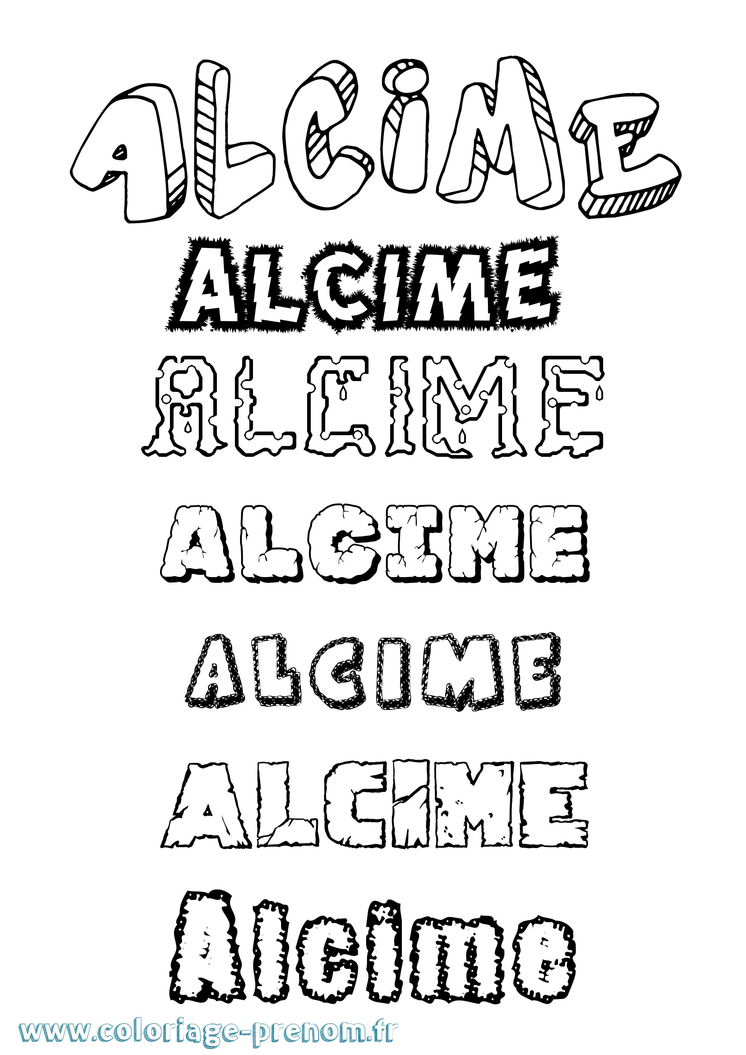 Coloriage Alcime Destructuré Coloriage prénom Alcime Destructuré