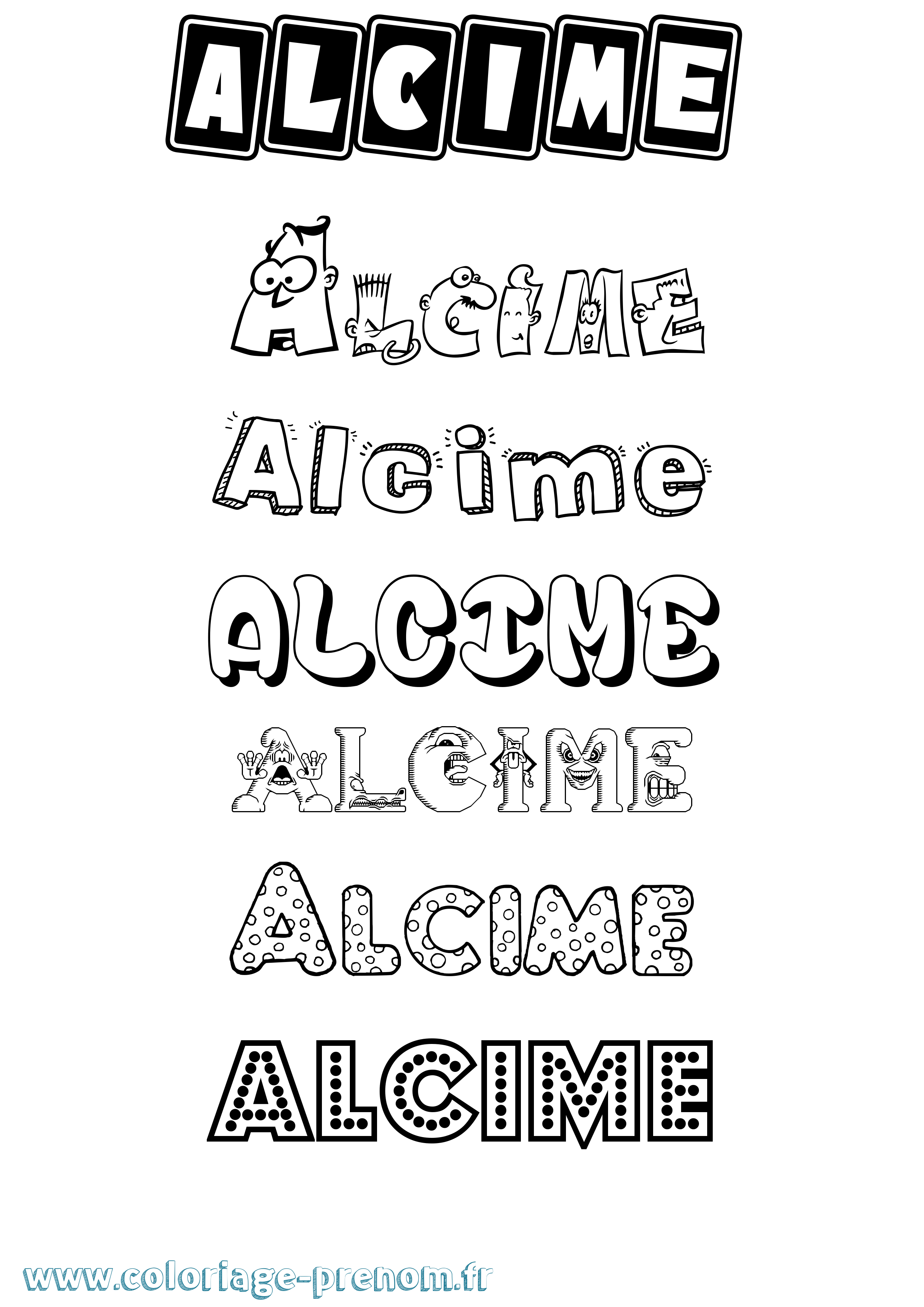 Coloriage Alcime Fun Coloriage prénom Alcime Fun