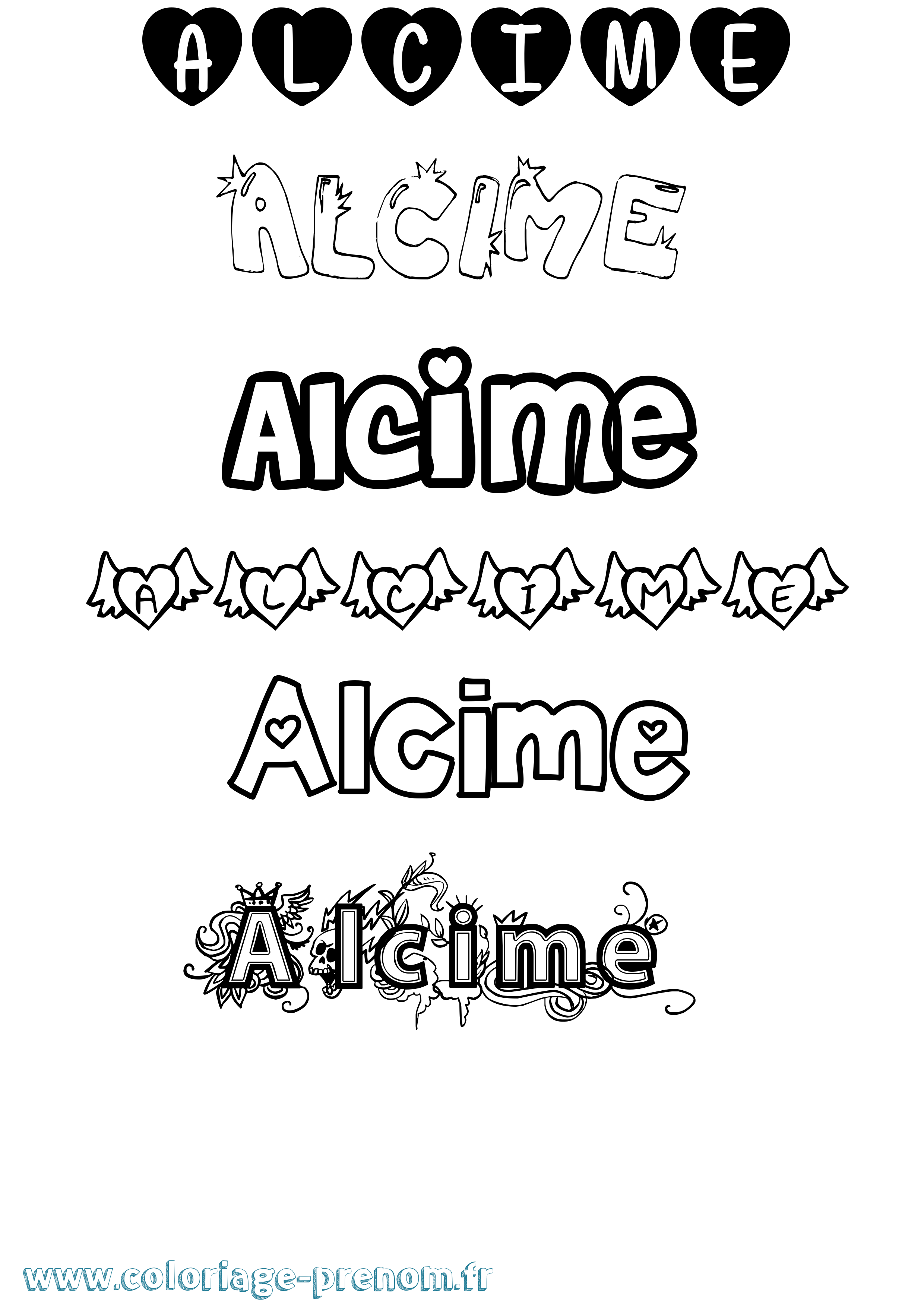 Coloriage Alcime Girly Coloriage prénom Alcime Girly