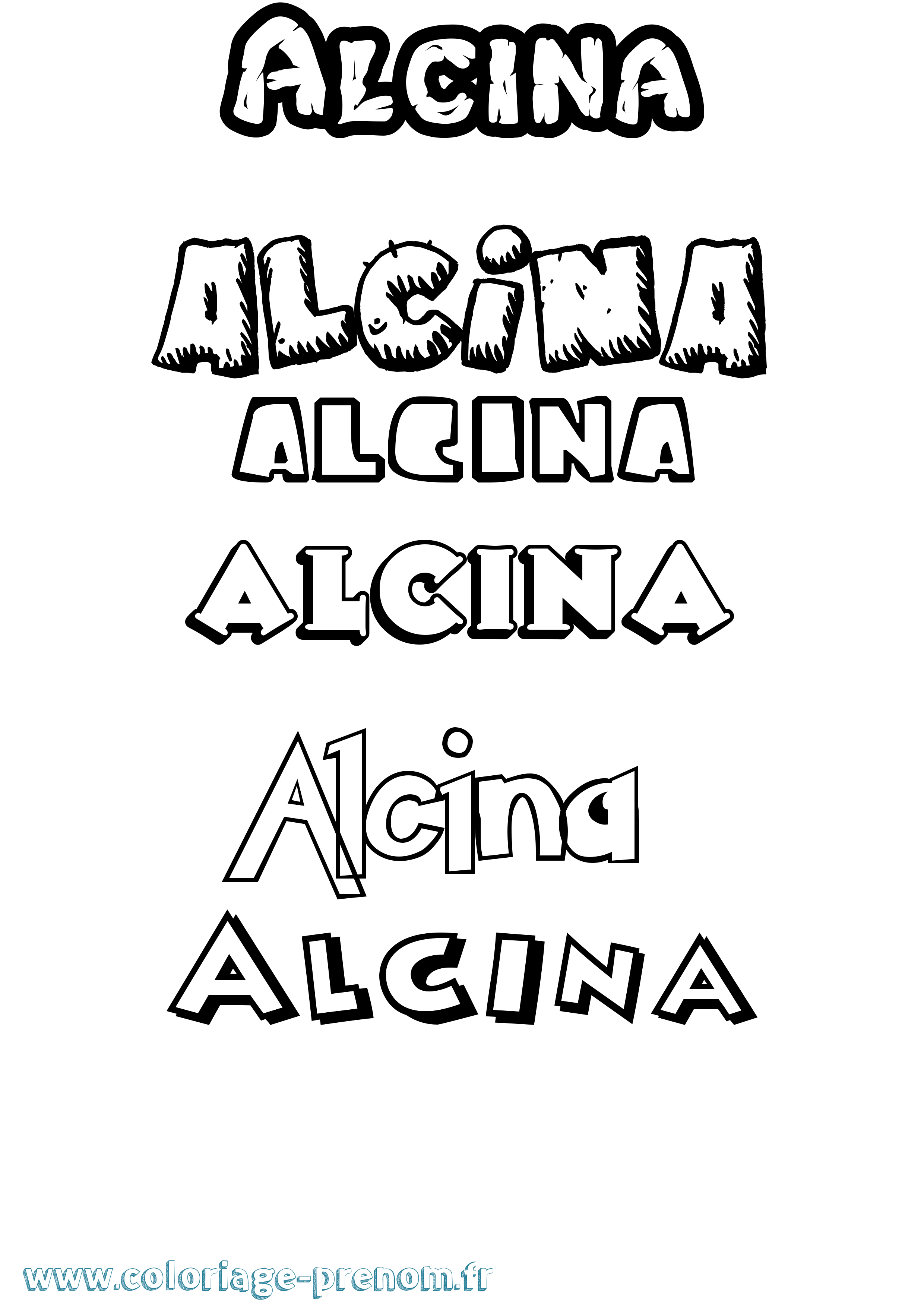 Coloriage Alcina Dessin Animé Coloriage prénom Alcina Dessin Animé