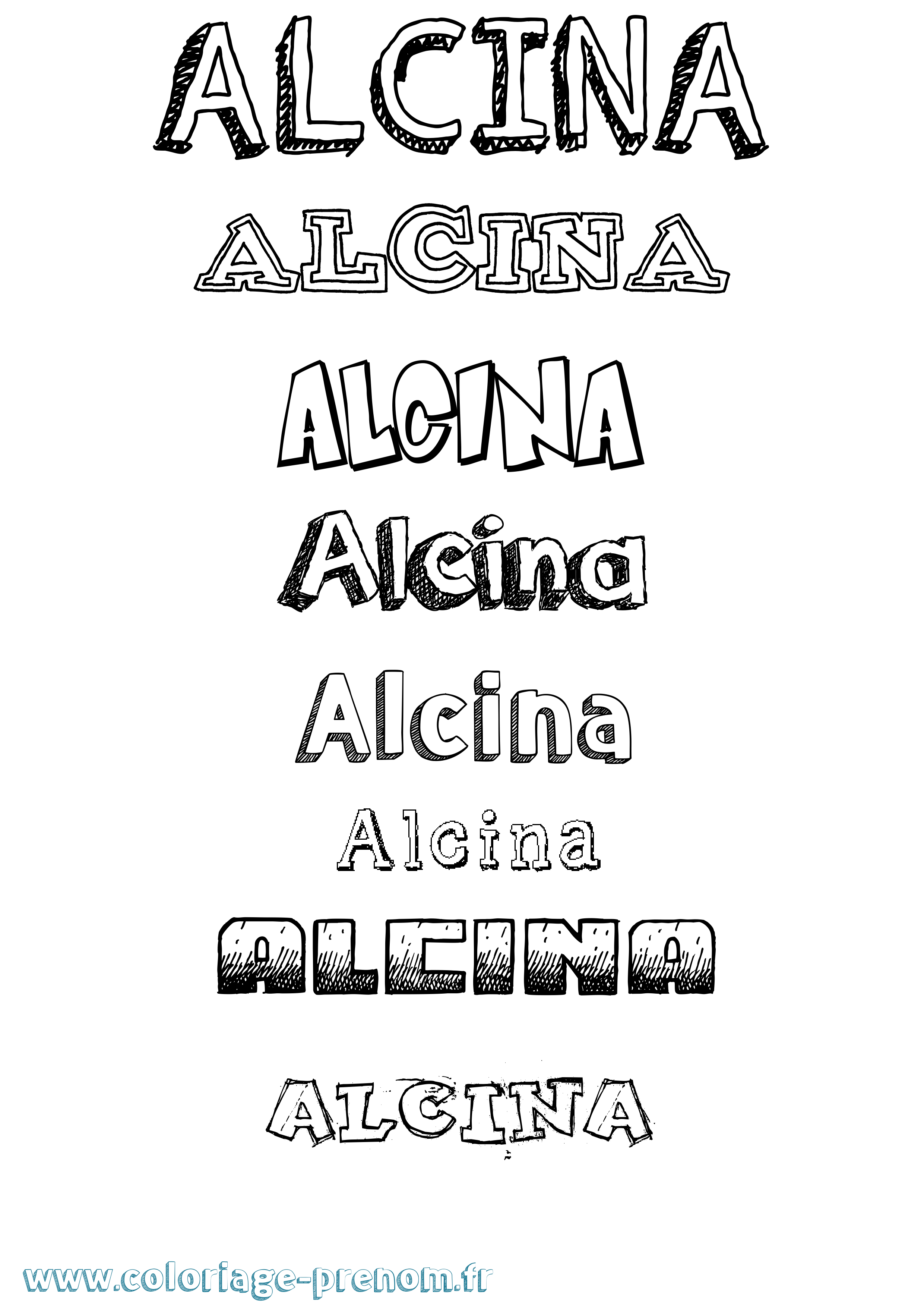 Coloriage Alcina Dessiné Coloriage prénom Alcina Dessiné