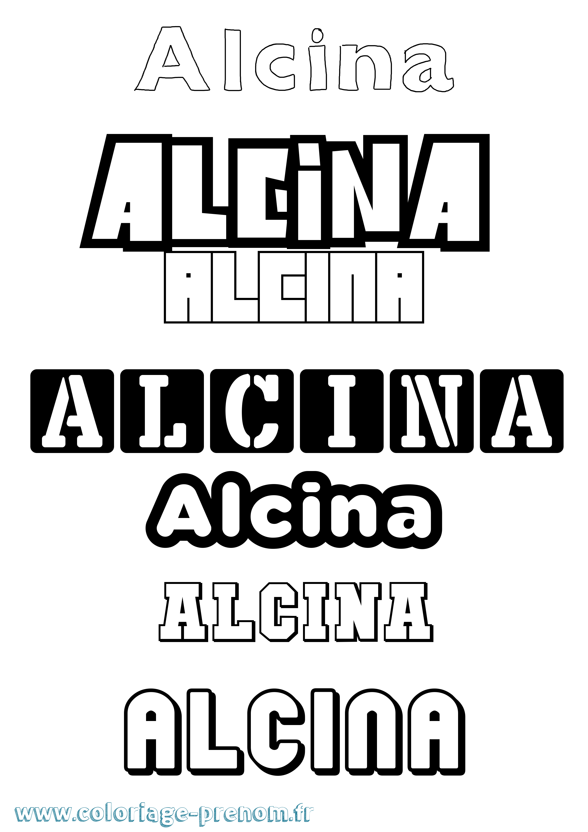Coloriage Alcina Simple Coloriage prénom Alcina Simple