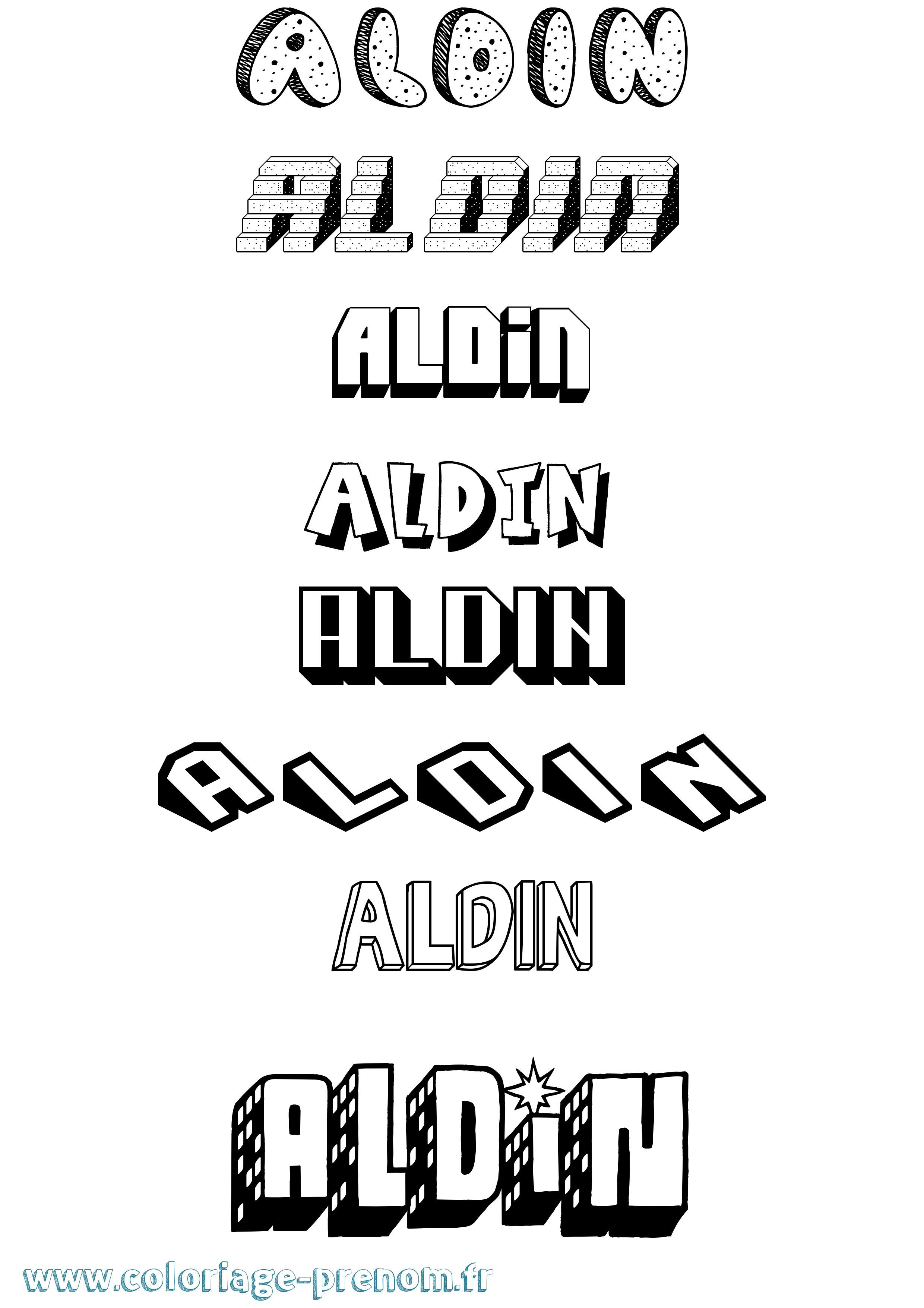 Coloriage Aldin Effet 3D Coloriage prénom Aldin Effet 3D