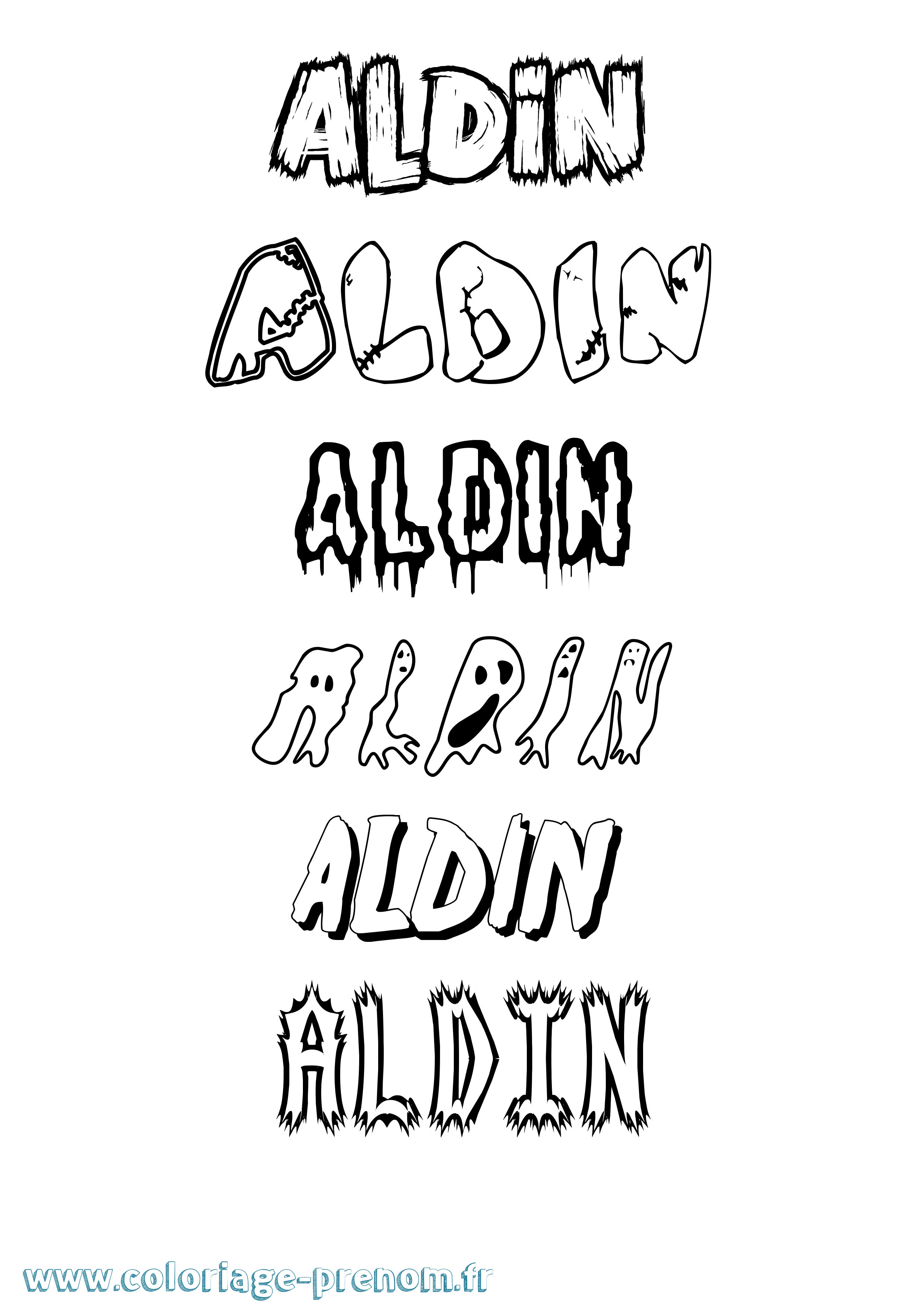 Coloriage Aldin Frisson Coloriage prénom Aldin Frisson