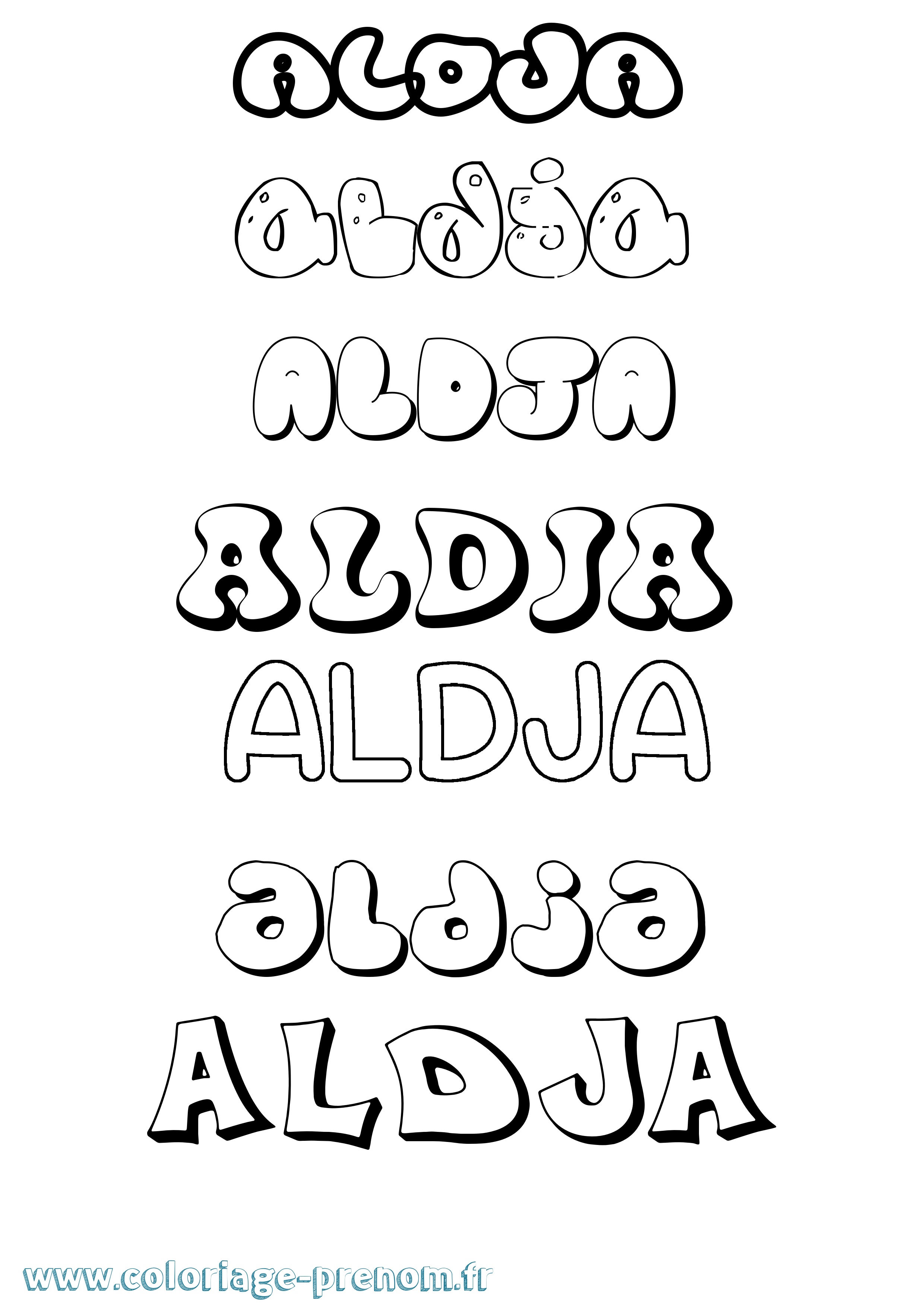 Coloriage Aldja Bubble Coloriage prénom Aldja Bubble