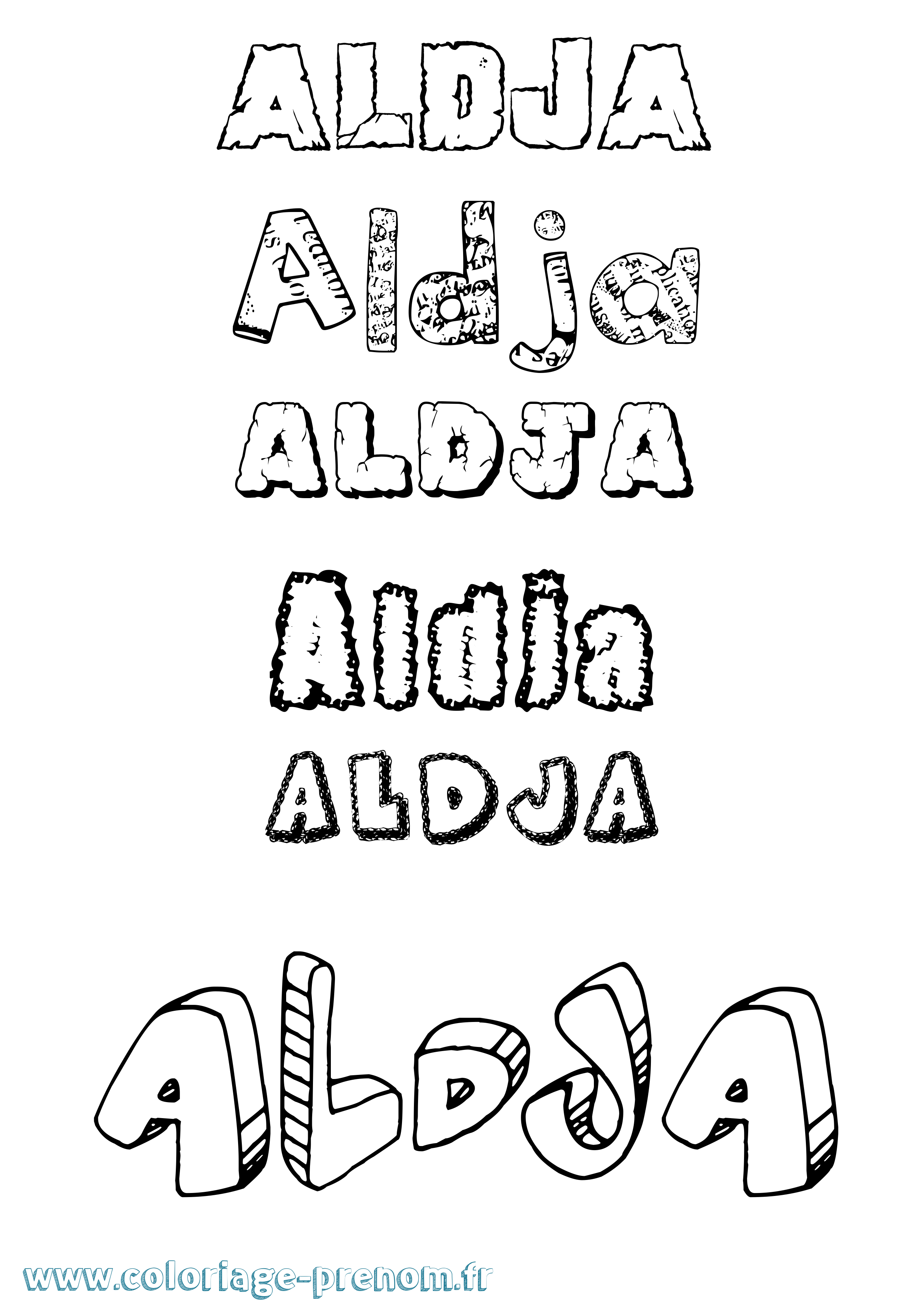 Coloriage Aldja Destructuré Coloriage prénom Aldja Destructuré