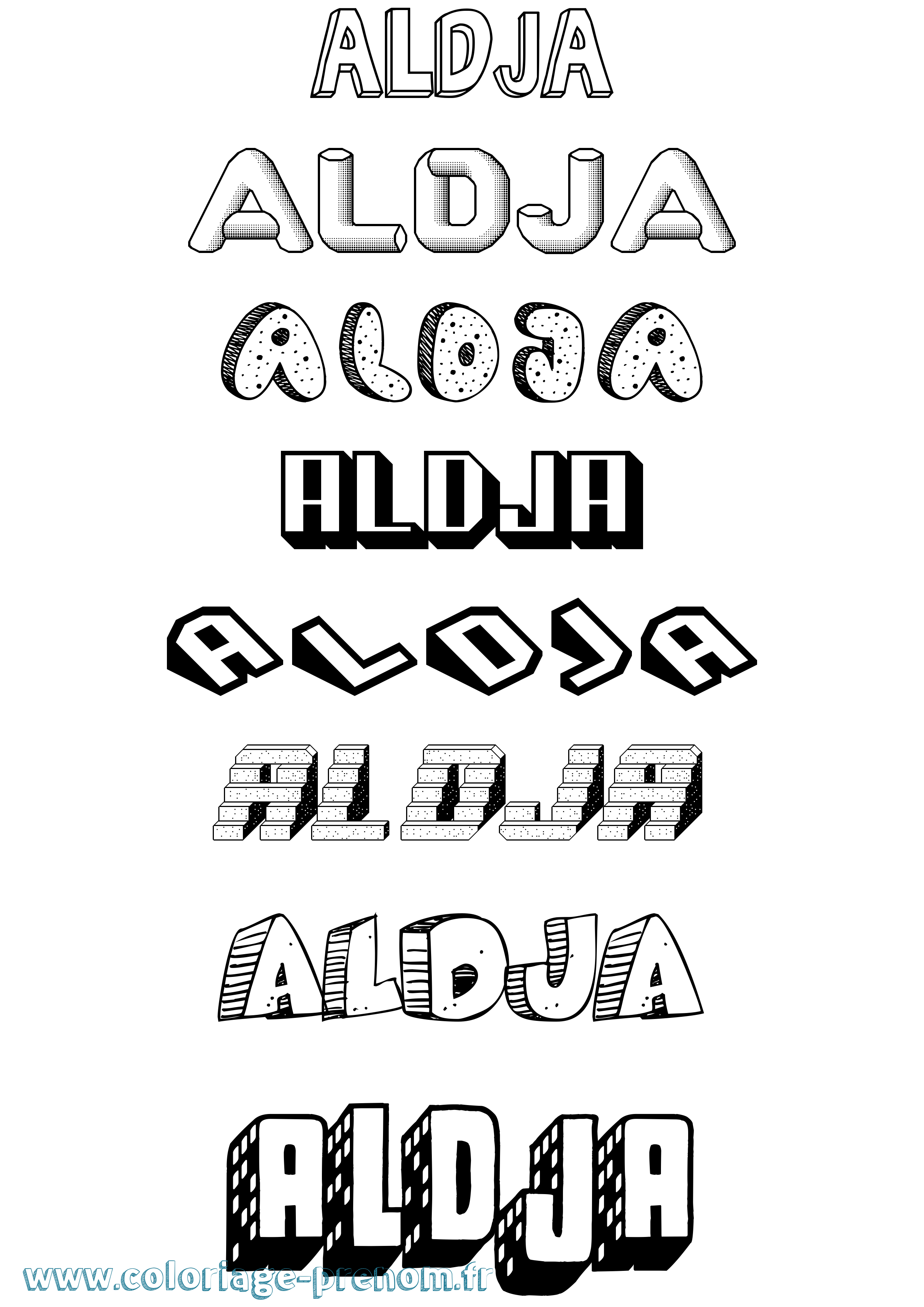 Coloriage Aldja Effet 3D Coloriage prénom Aldja Effet 3D